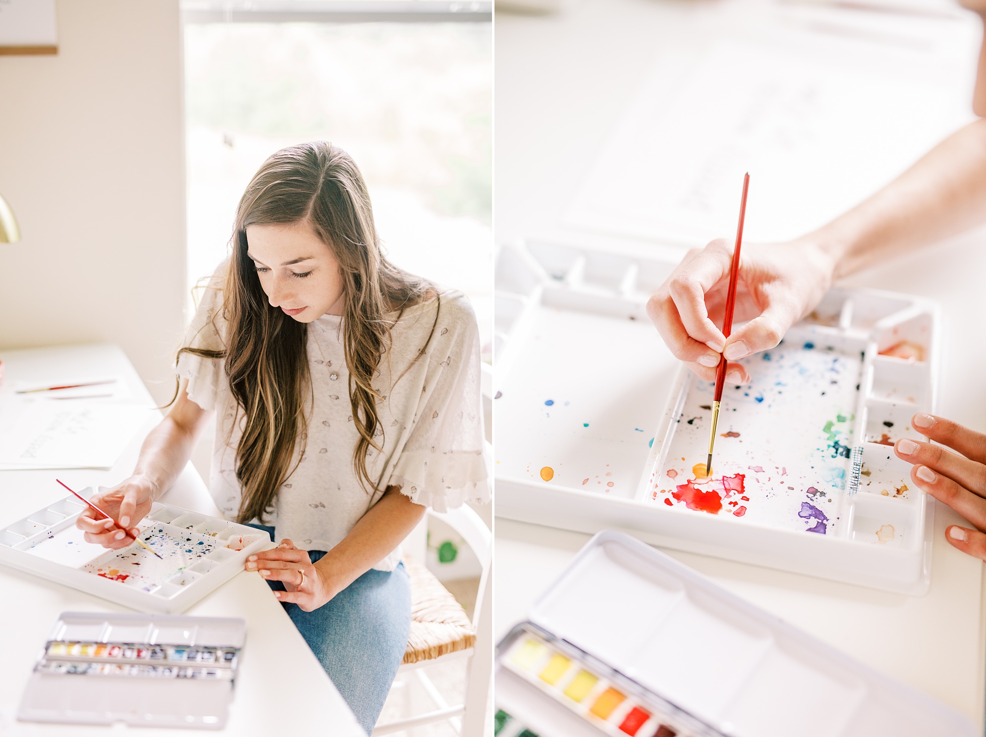 branding session with watercolor wedding invitations artist