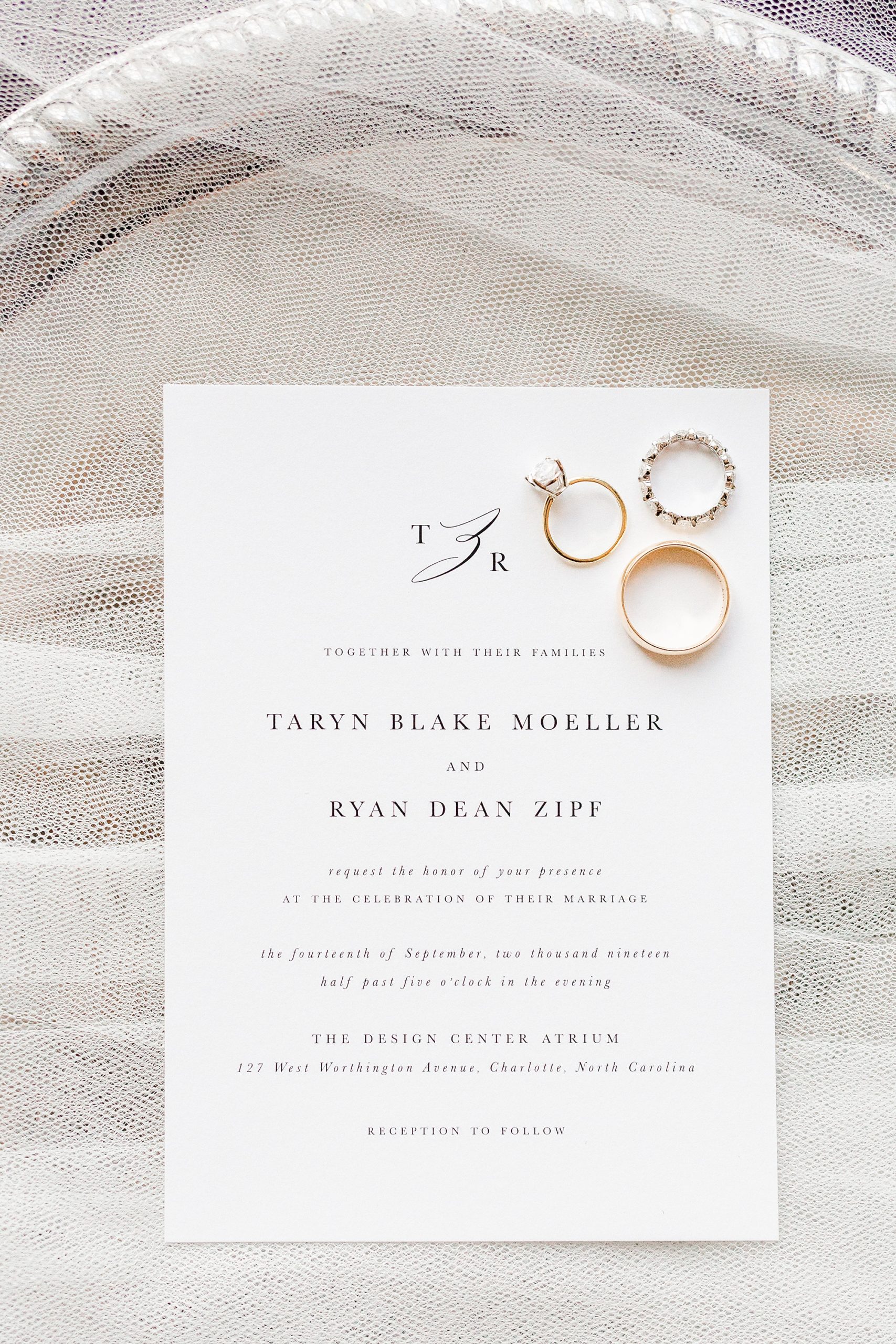 minimalist invitation suite for uptown Charlotte wedding