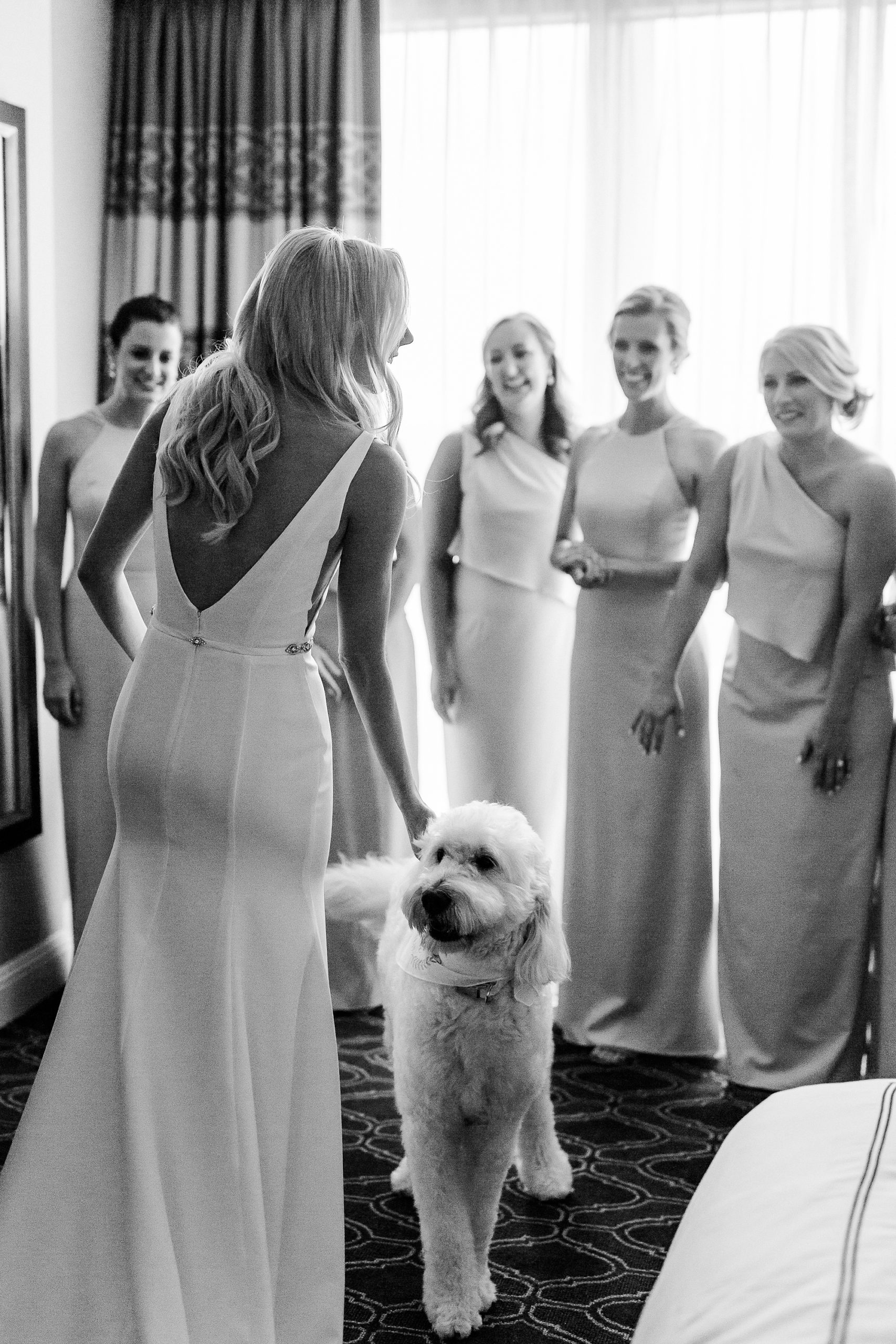 bridesmaids react to seeing bride in gown for the first time