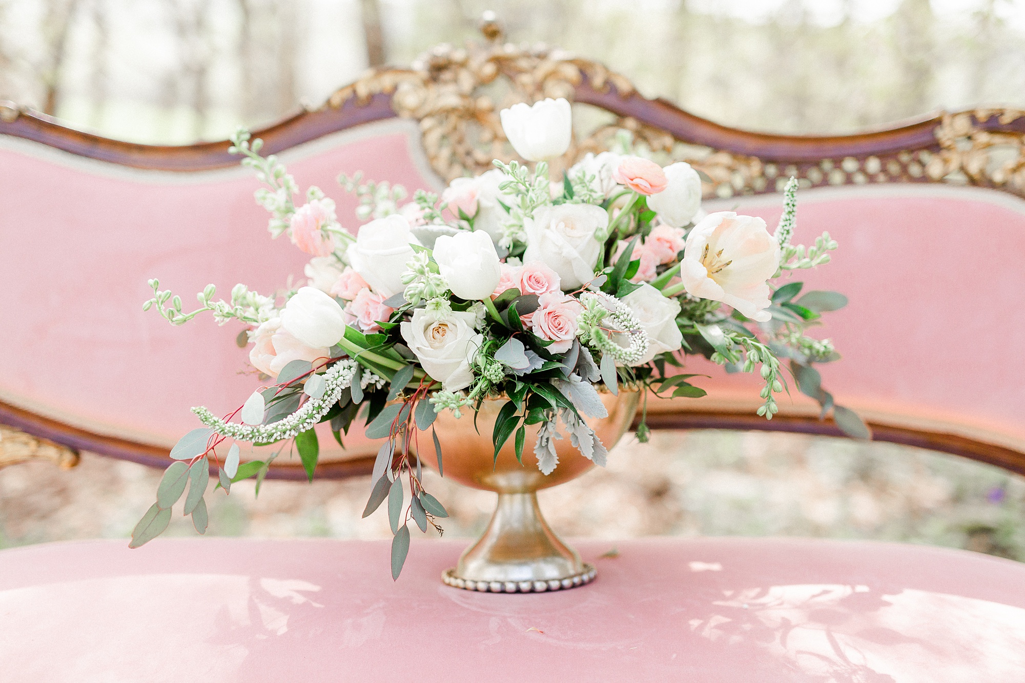 spring wedding bouquet with ivory and pink florals