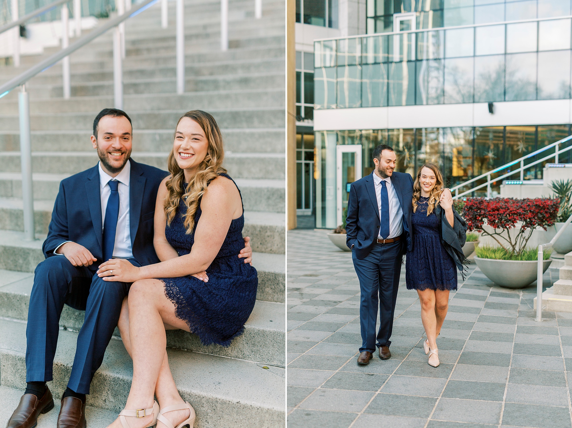 springtime Uptown Charlotte engagement session outside the Mint Museum