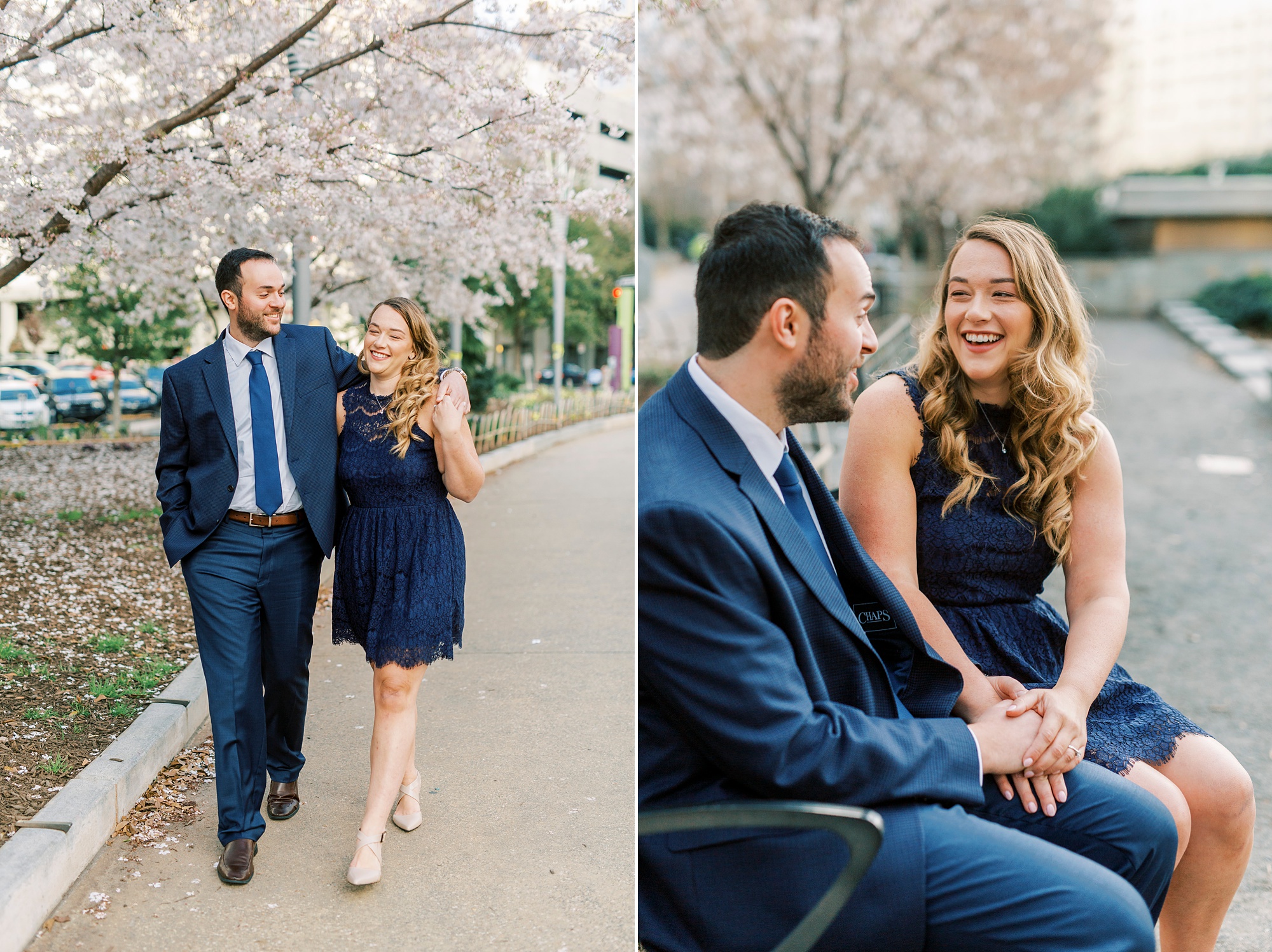 Uptown Charlotte engagement photos in the springtime
