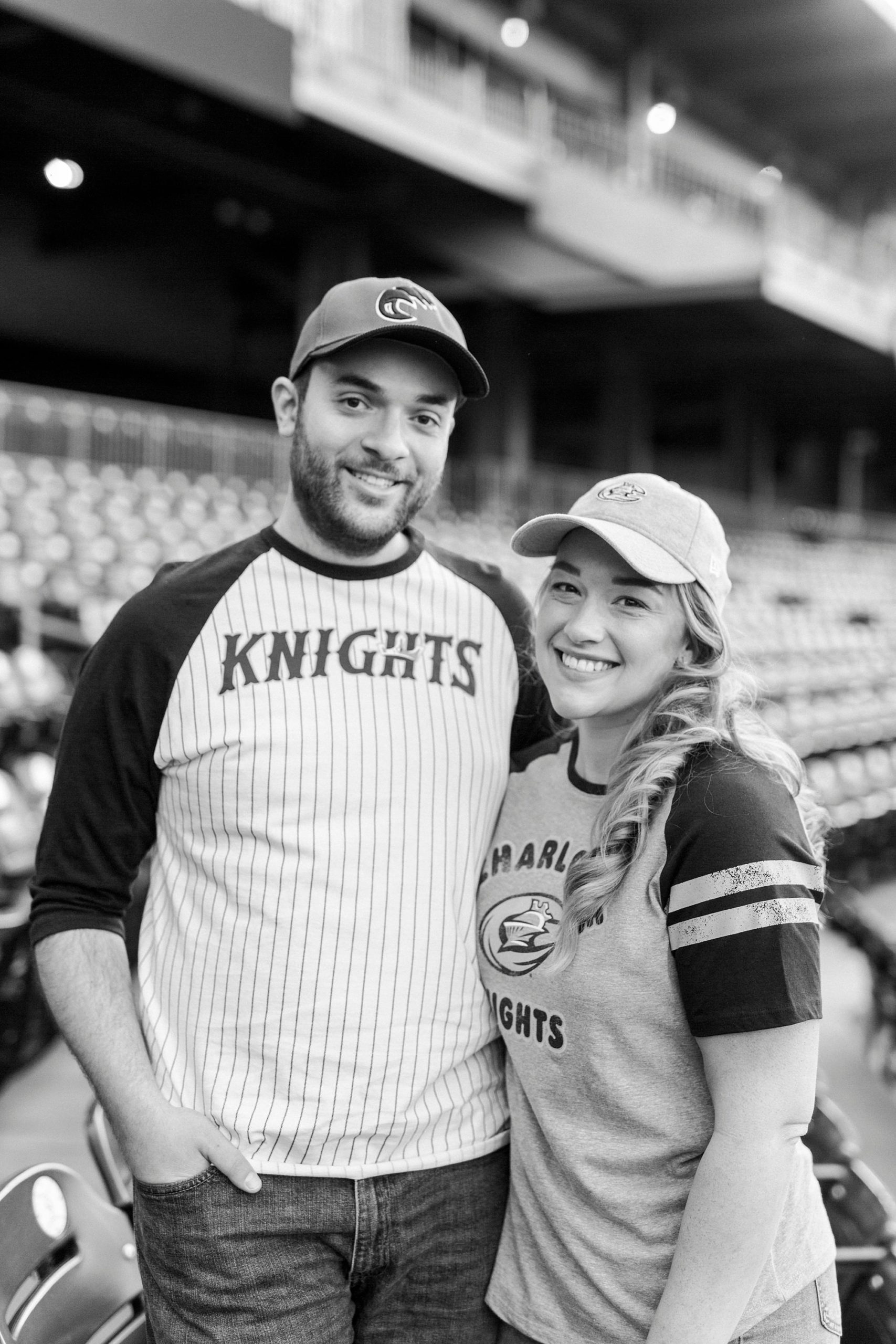 Charlotte couple in Knights clothing at Truist Field