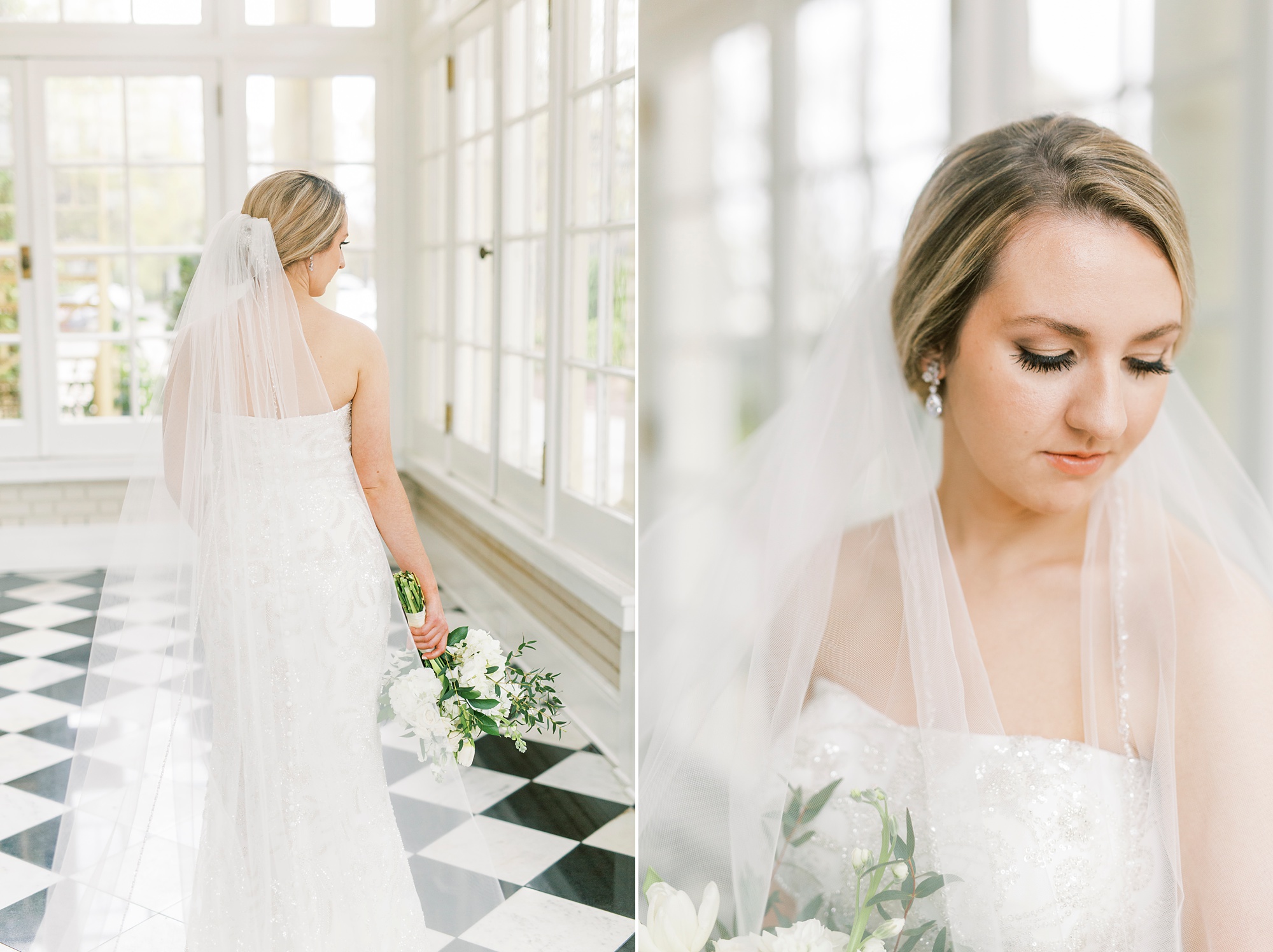 cathedral veil bridal portraits in Charlotte NC