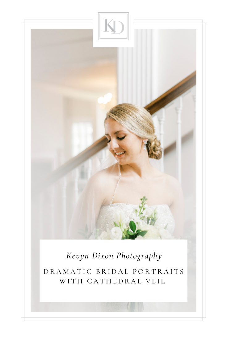 classic cathedral veil bridal portraits in Separk Mansion