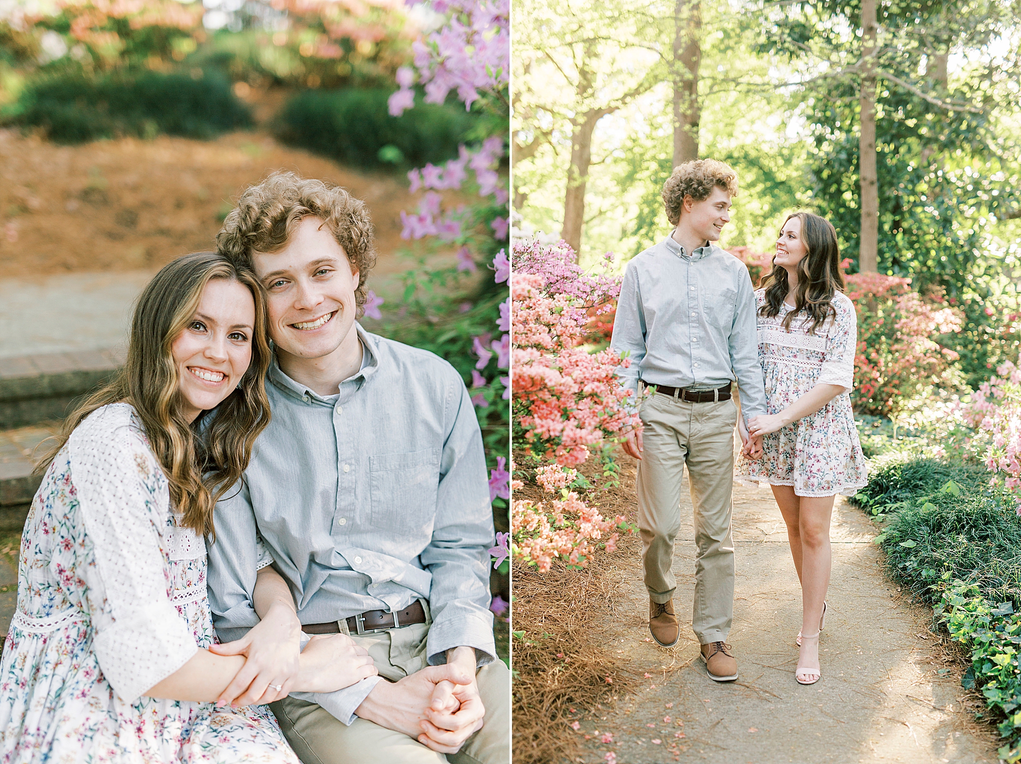 spring Glencairn Gardens engagement session portraits for young couple