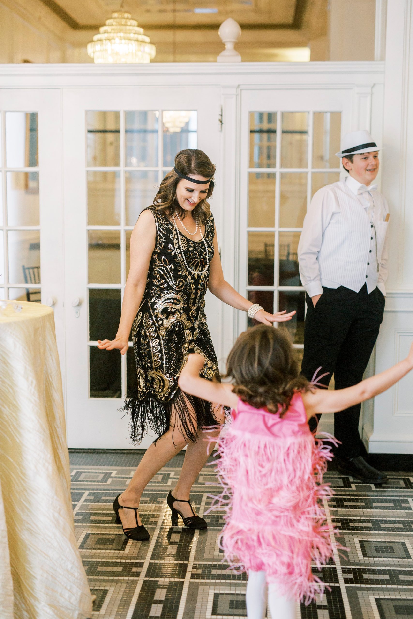 family dances during Hotel Concord birthday party