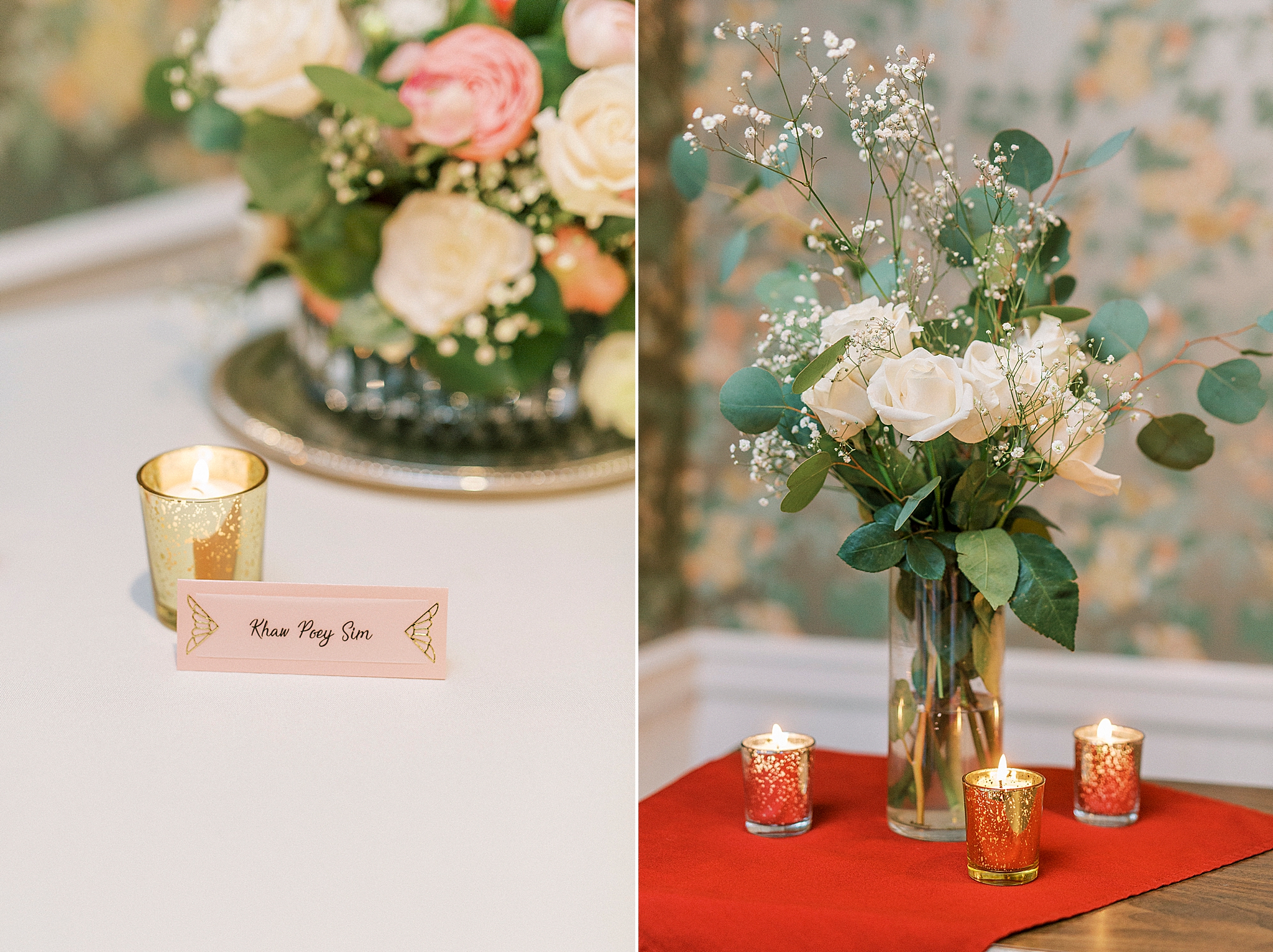 gold and red reception details at Green Park Inn