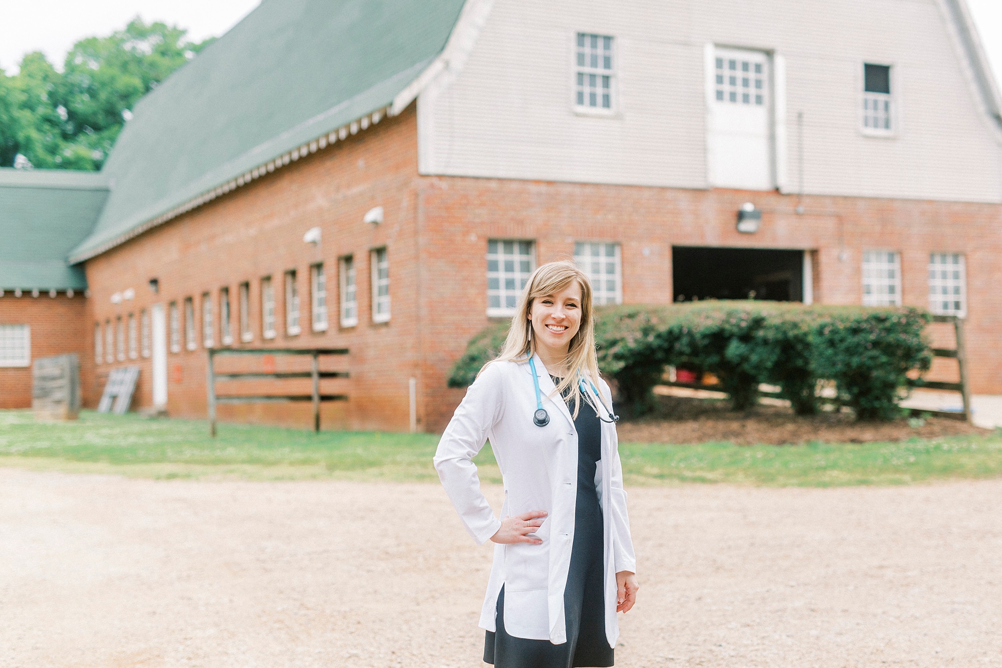 NC State Vet School senior portraits by barn for dairy cows