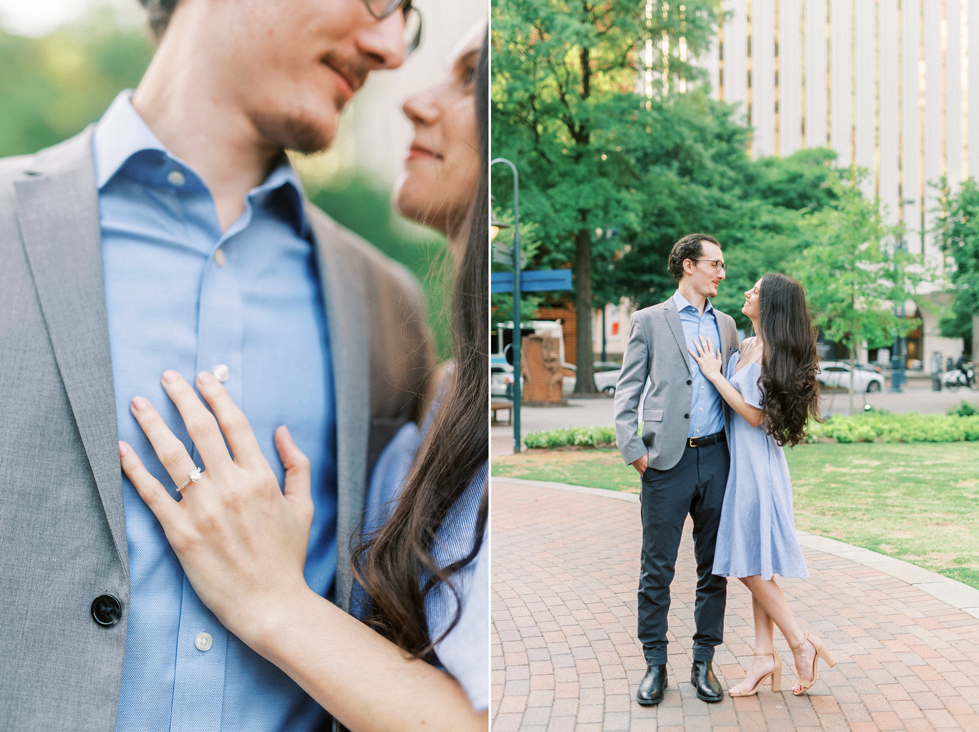 chic The Green Charlotte engagement session