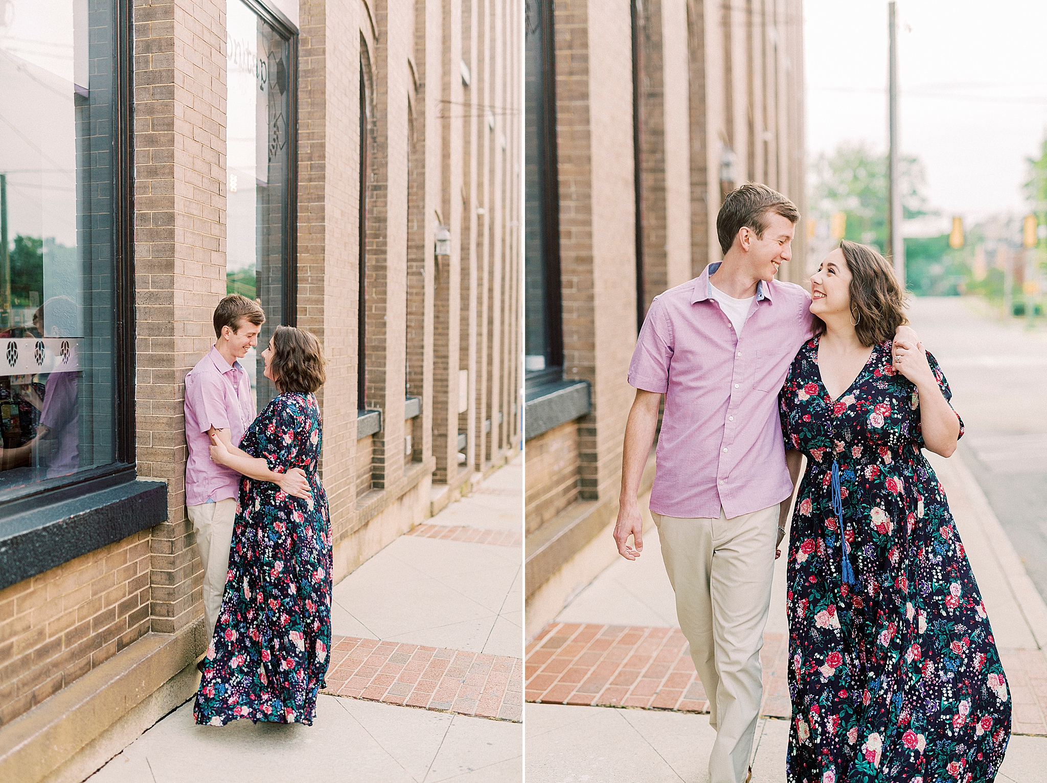 married couple walks down street in Downtown Mooresville