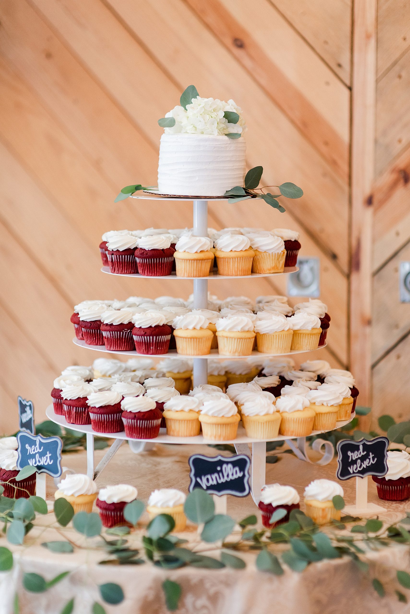 cupcake tower for wedding reception at Alexander Homestead