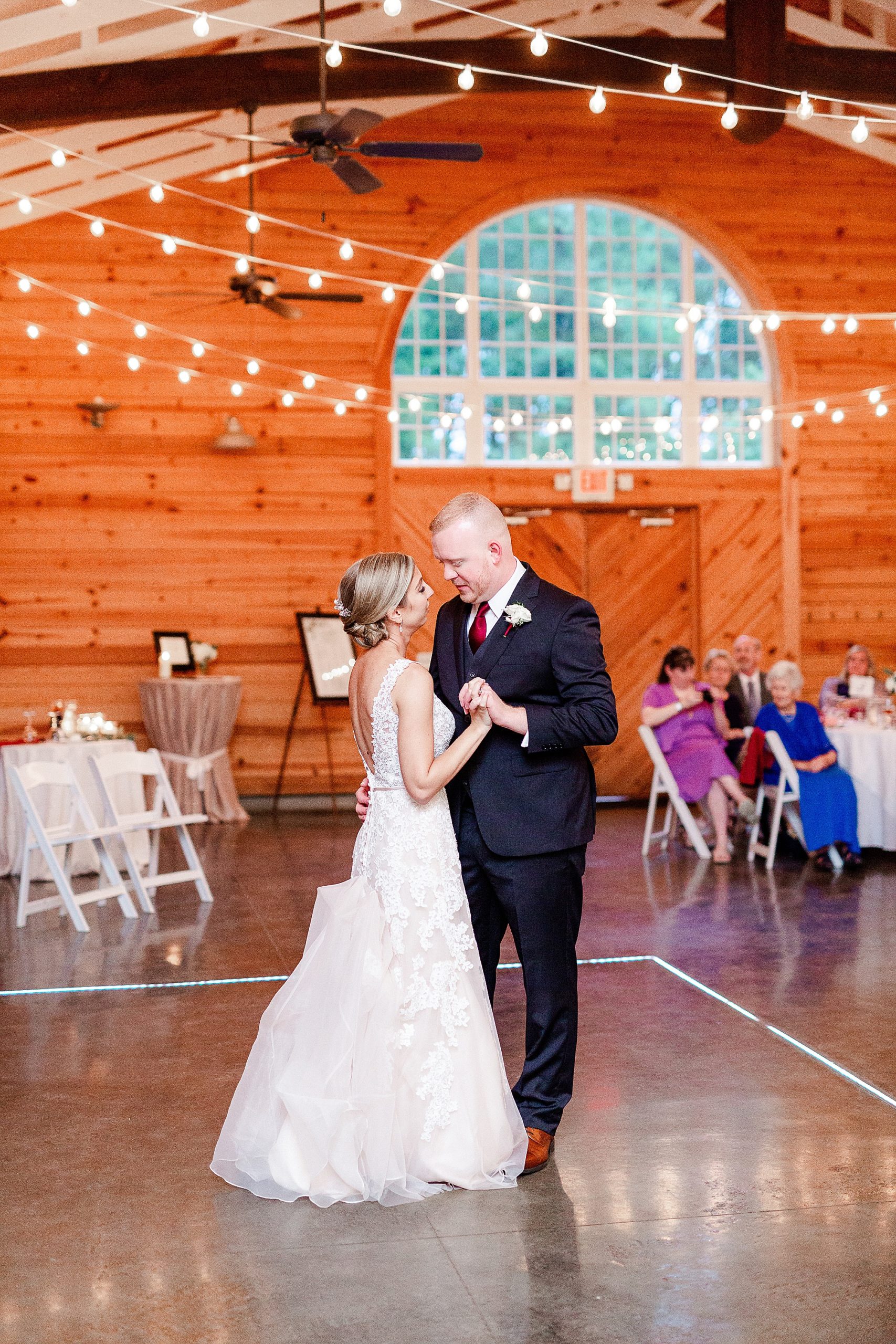 newlyweds have first dance at Charlotte NC wedding reception