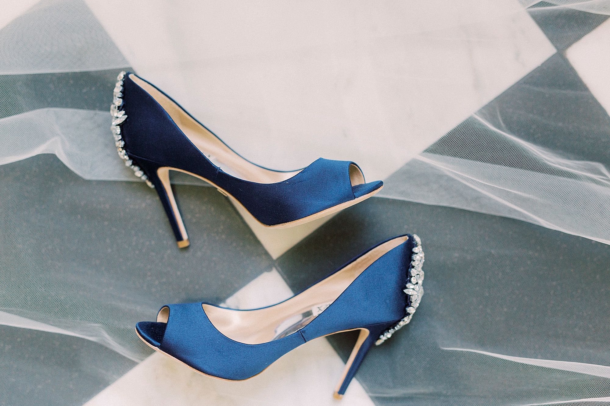 bride's blue heels for NC wedding