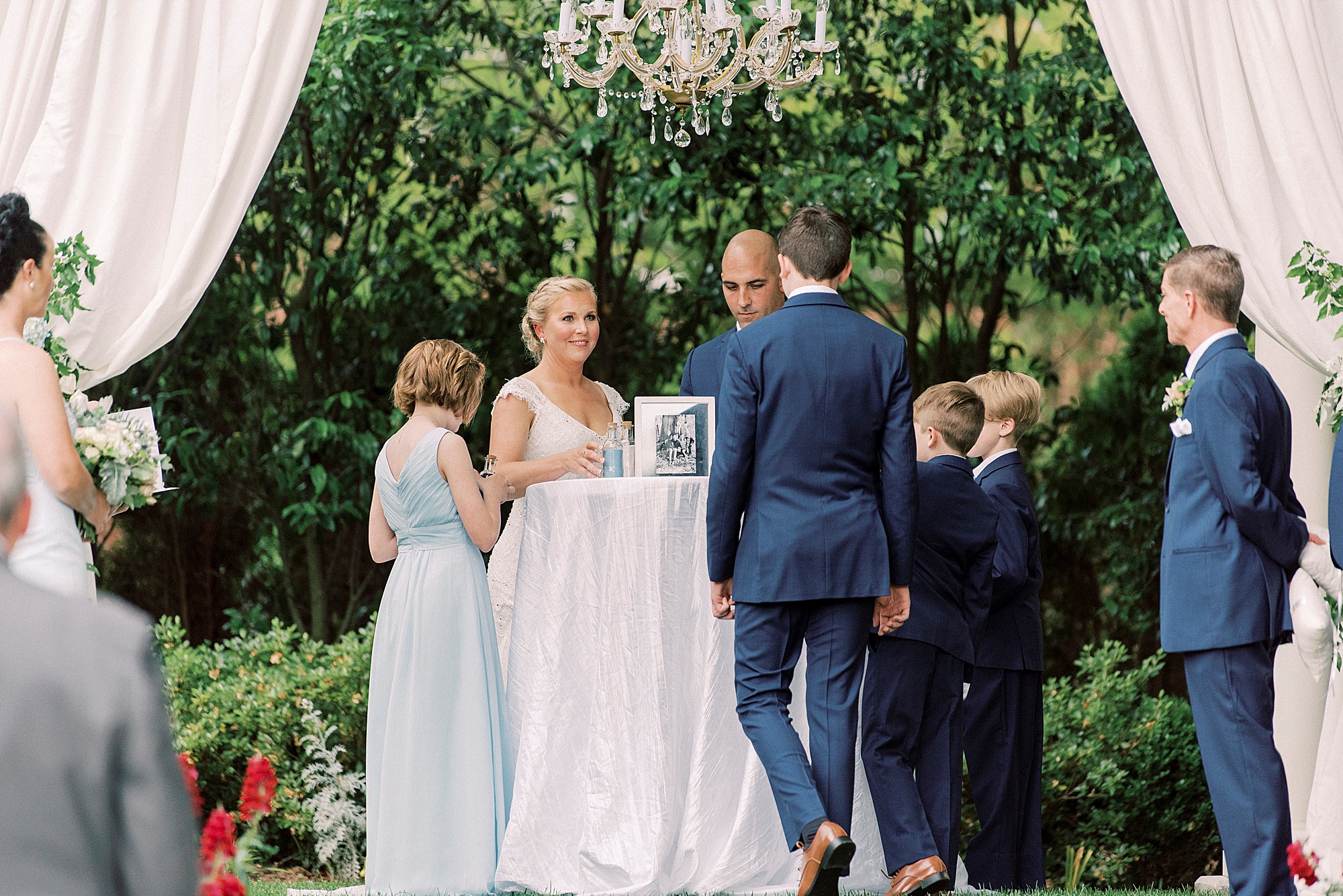 sand ceremony for family during Separk Mansion wedding with kids