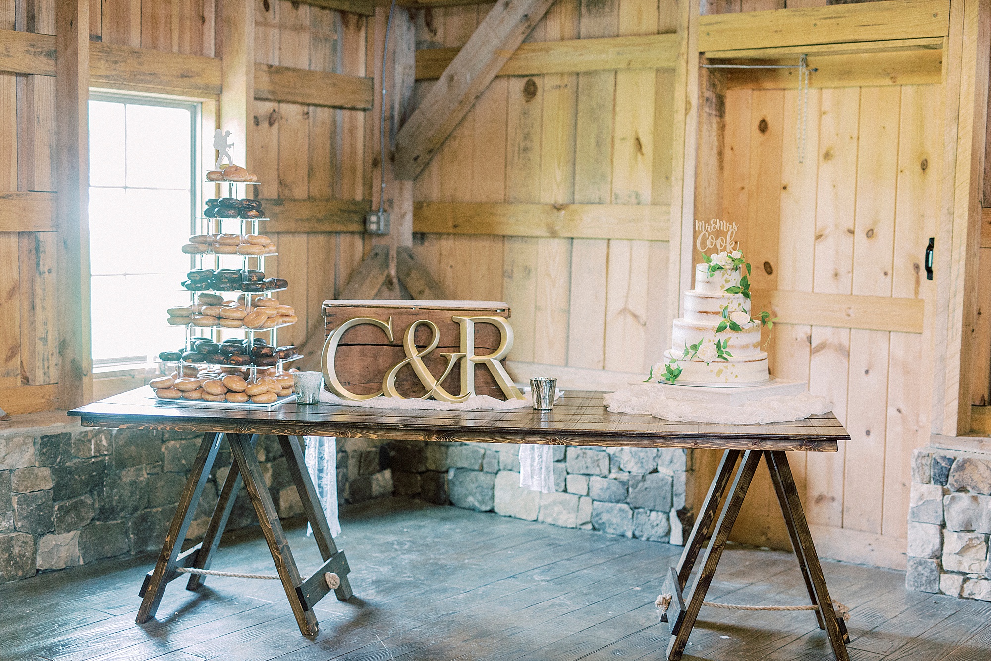 rustic wedding reception at The Farmstead
