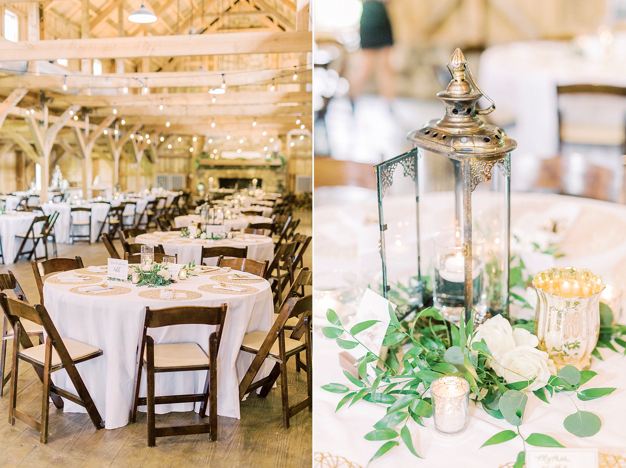 rustic wedding reception details at The Farmstead