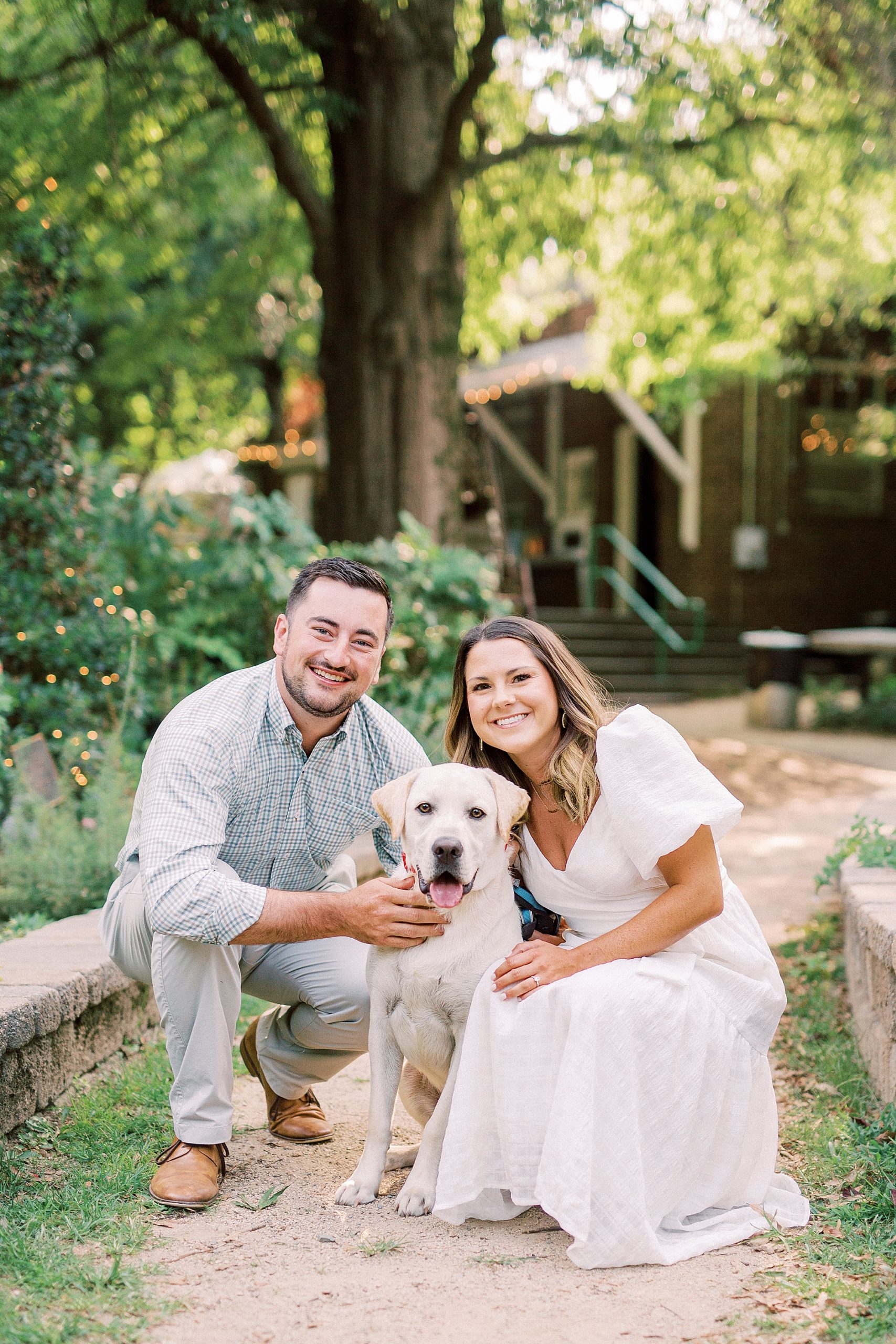 Charlotte engagement session at McGill Rose Garden with dog