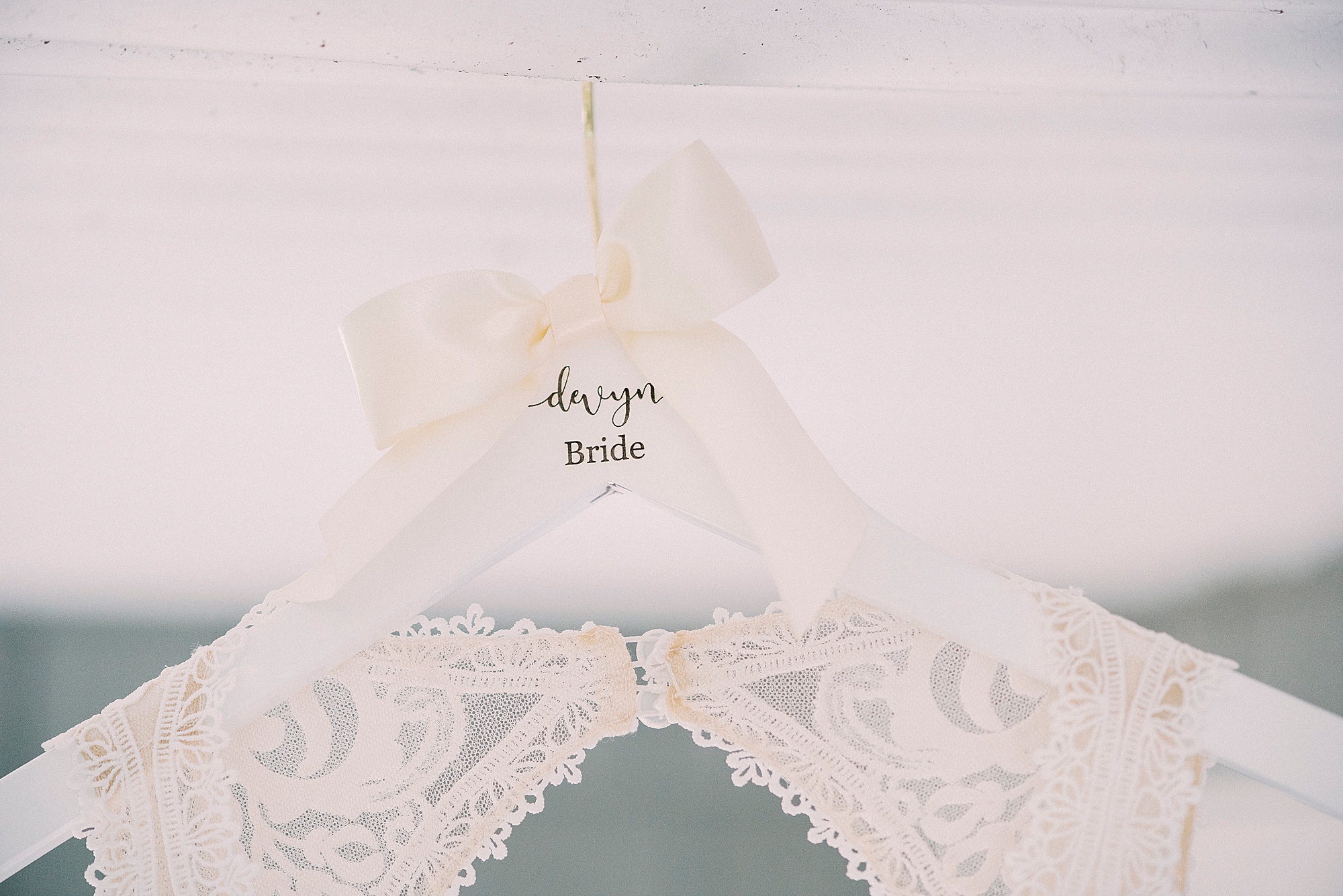 bride's custom hanger for Oceanic Restaurant wedding