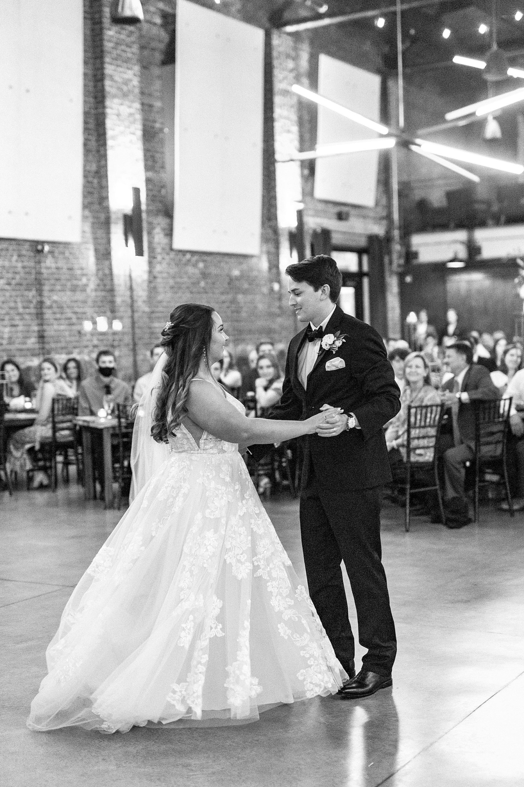 bride and groom have first dance in Greensboro NC