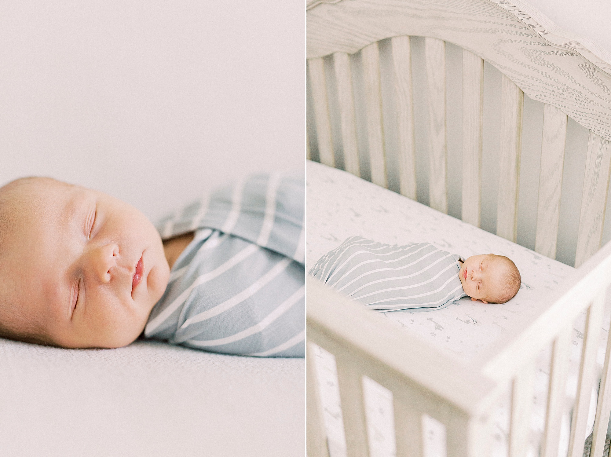 baby sleeps in crib during newborn session at home