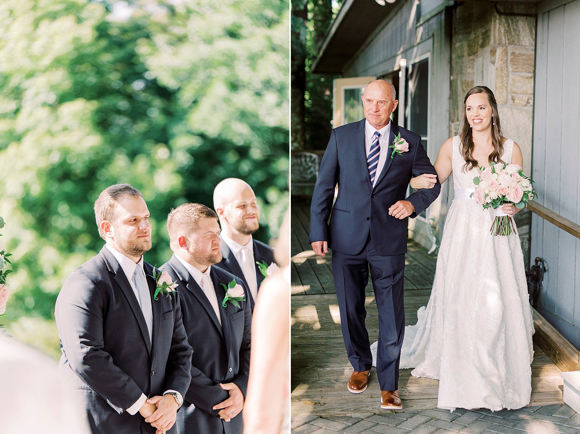 dad walks bride down the aisle during The Inn at Crestwood wedding ceremony