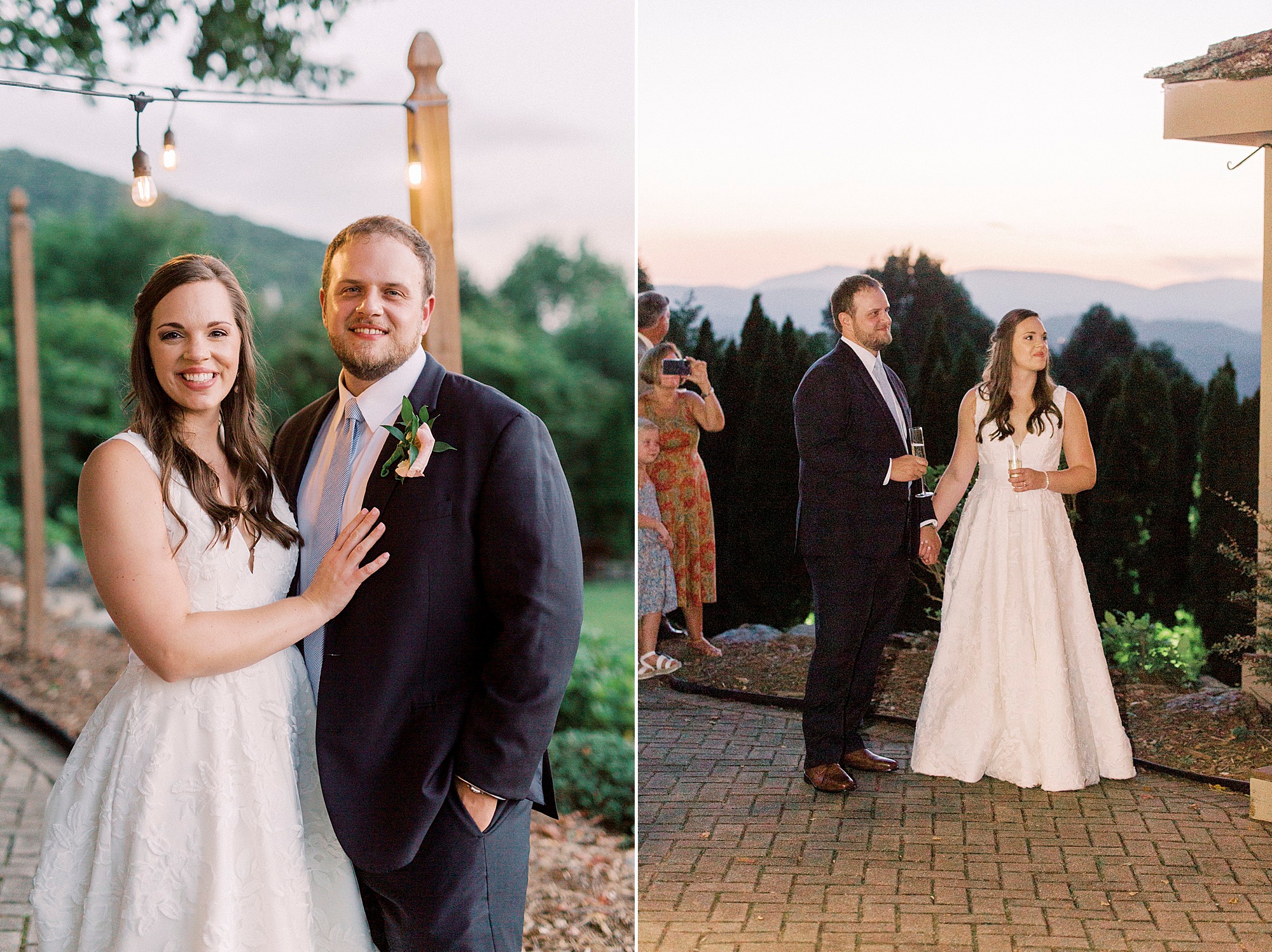 newlyweds listen to toasts during Blowing Rock NC wedding reception