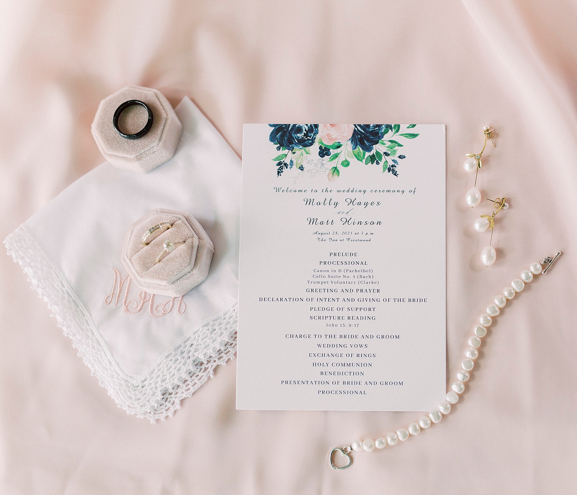 bride's jewelry and invitation for The Inn at Crestwood wedding