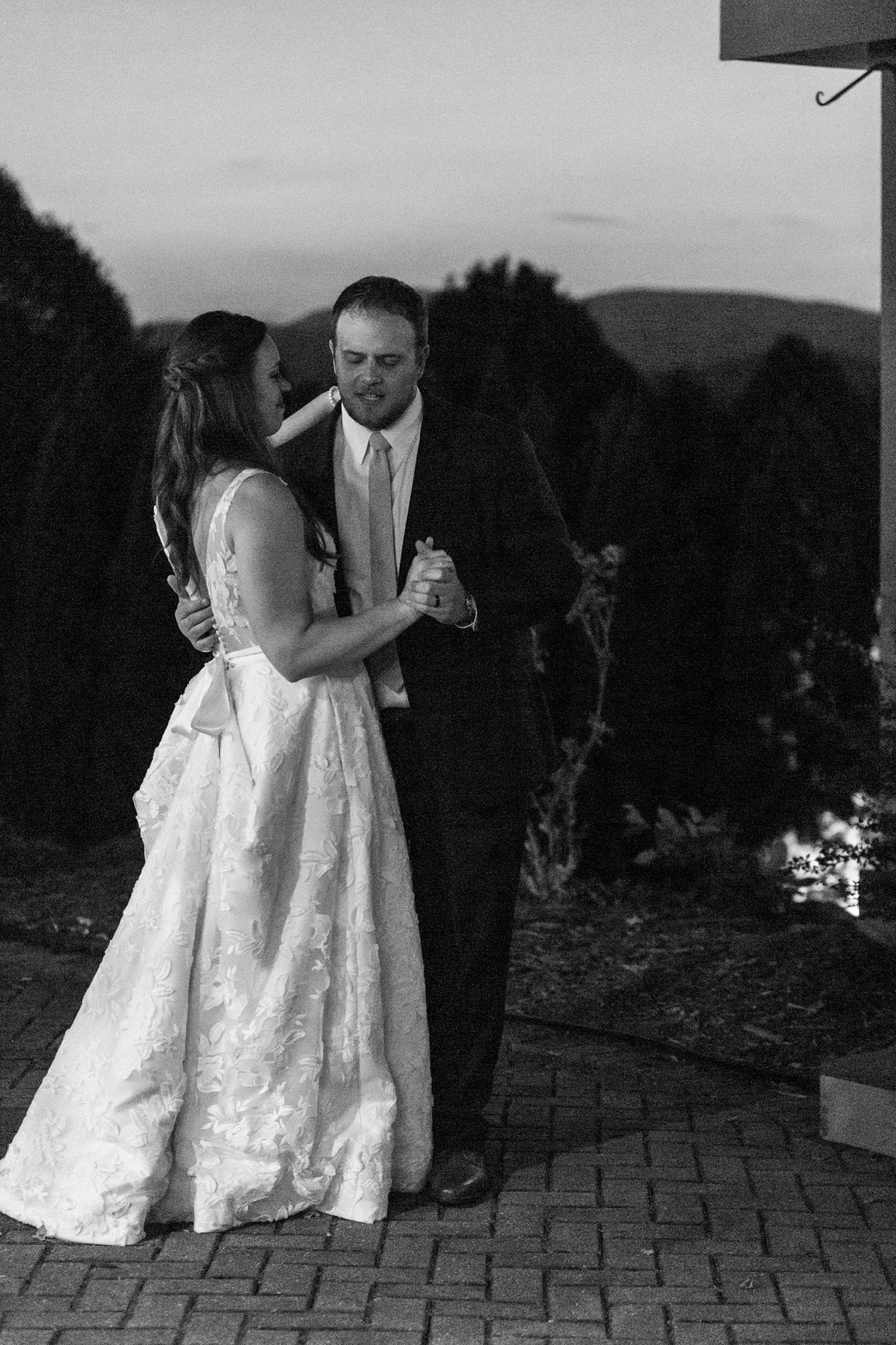 newlyweds dance during Blowing Rock NC wedding reception