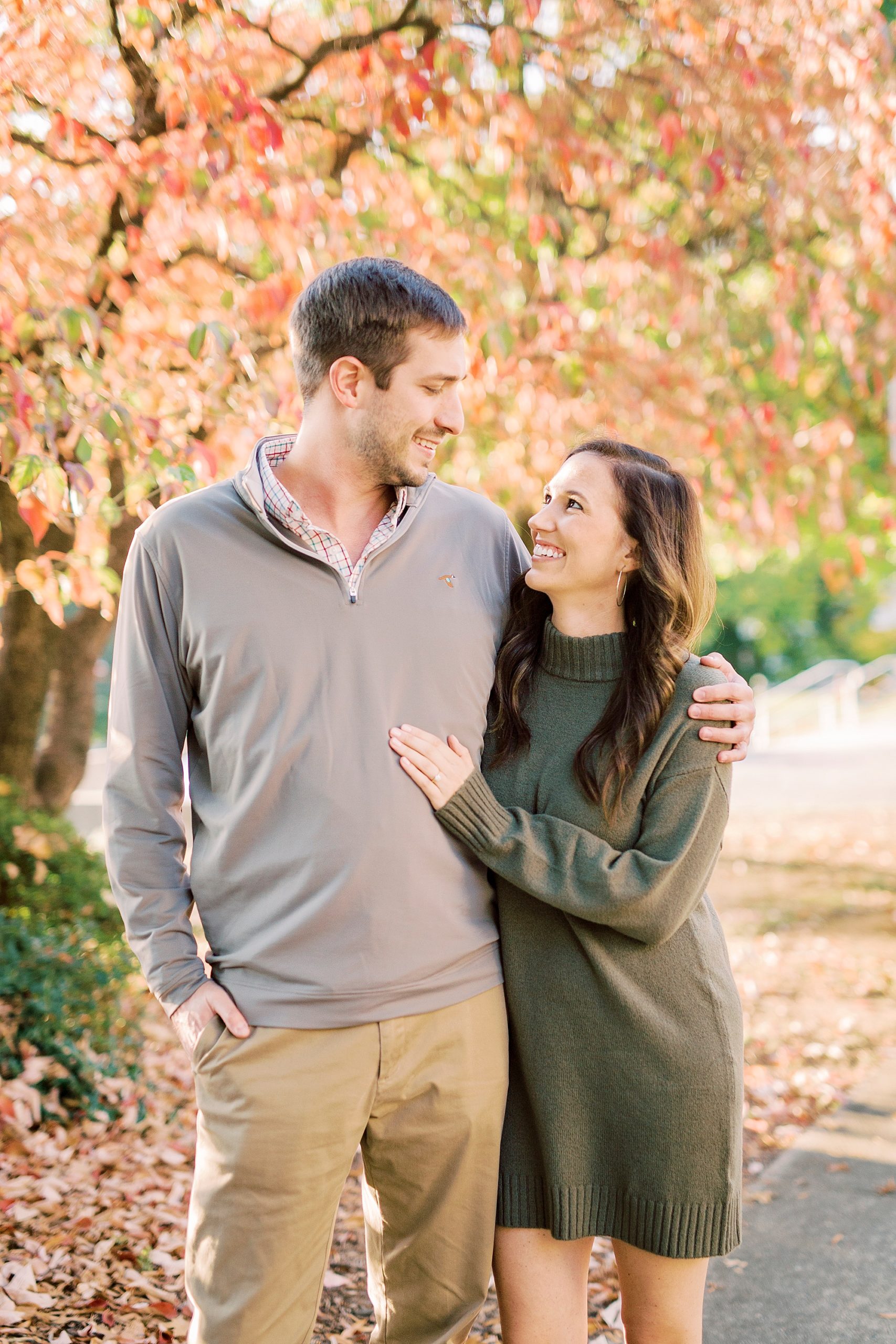 fall engagement session for young couple in Charlotte NC