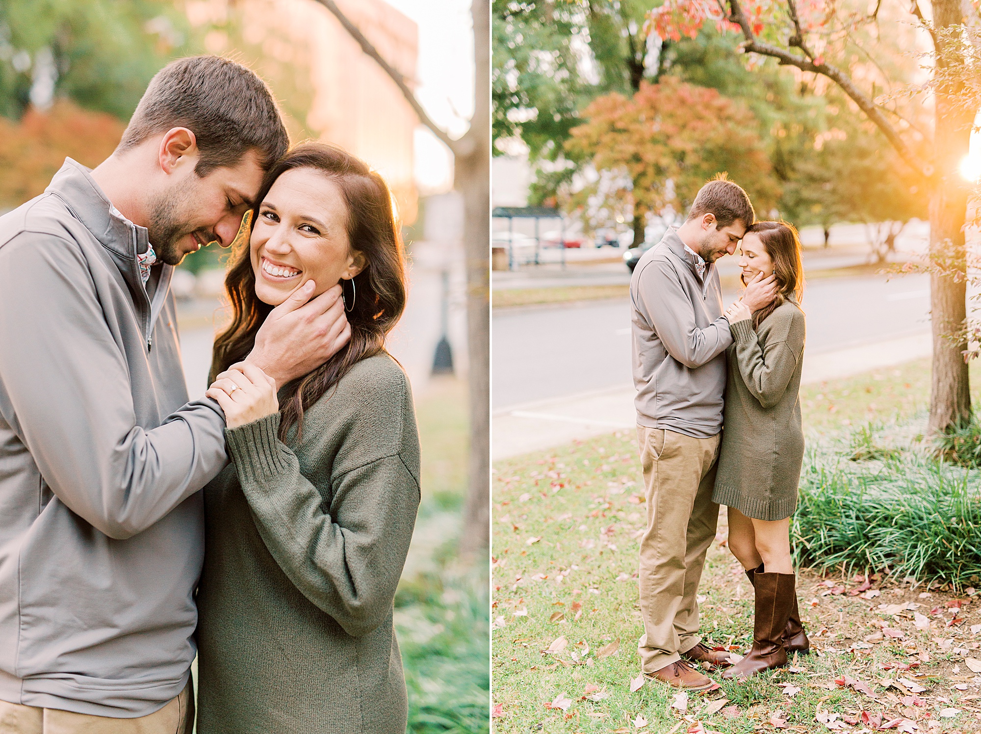 woman smiles at camera during Marshall Park engagement session