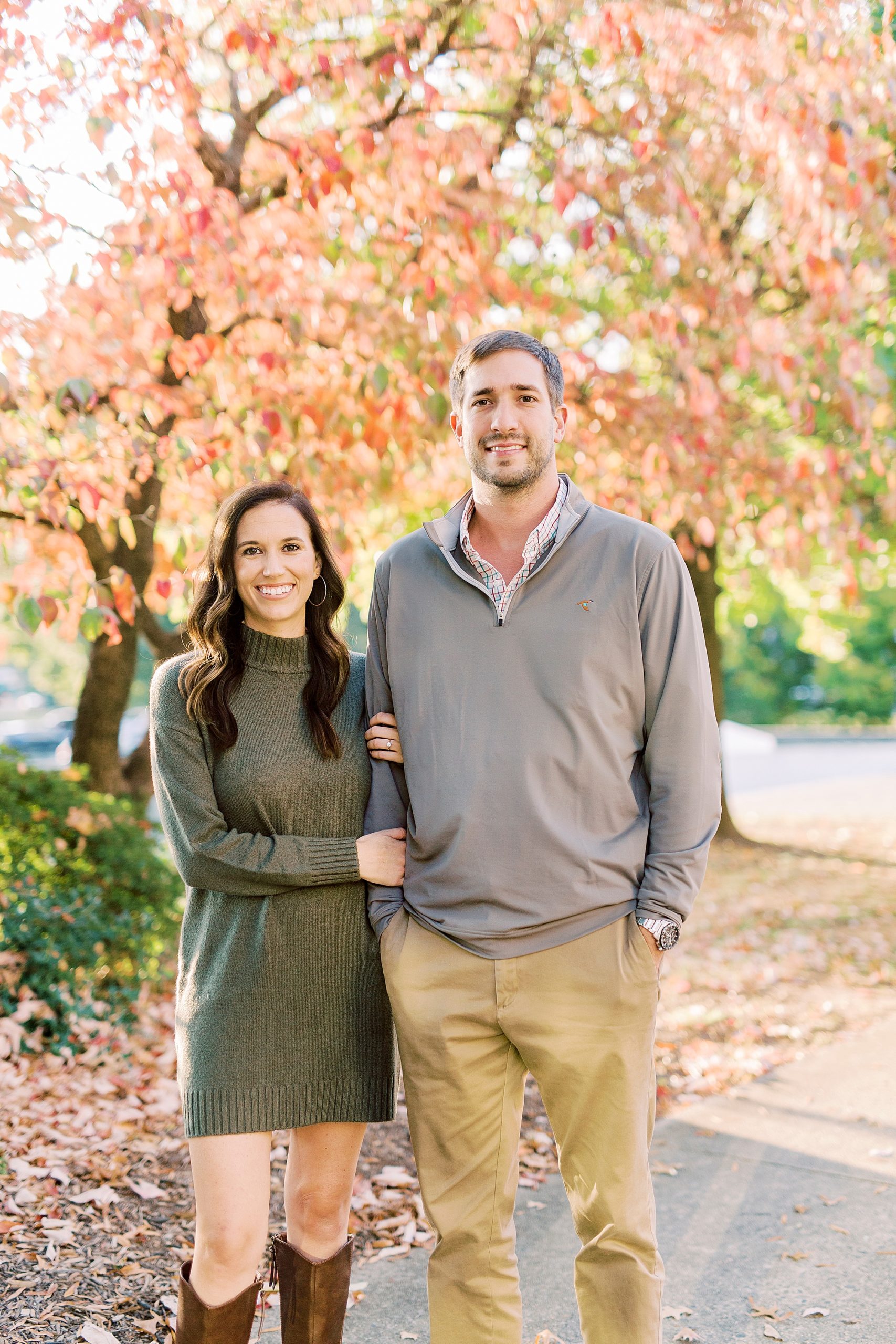 fall engagement portraits in Charlotte NC park