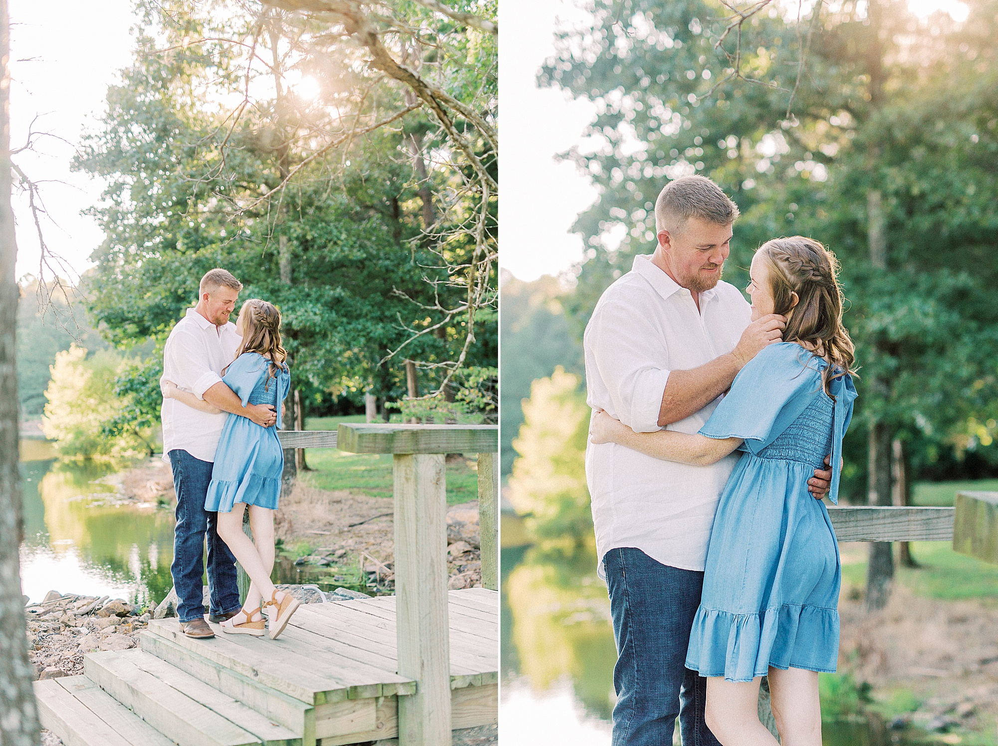 couple poses on pathway during Sunset Farm engagement session