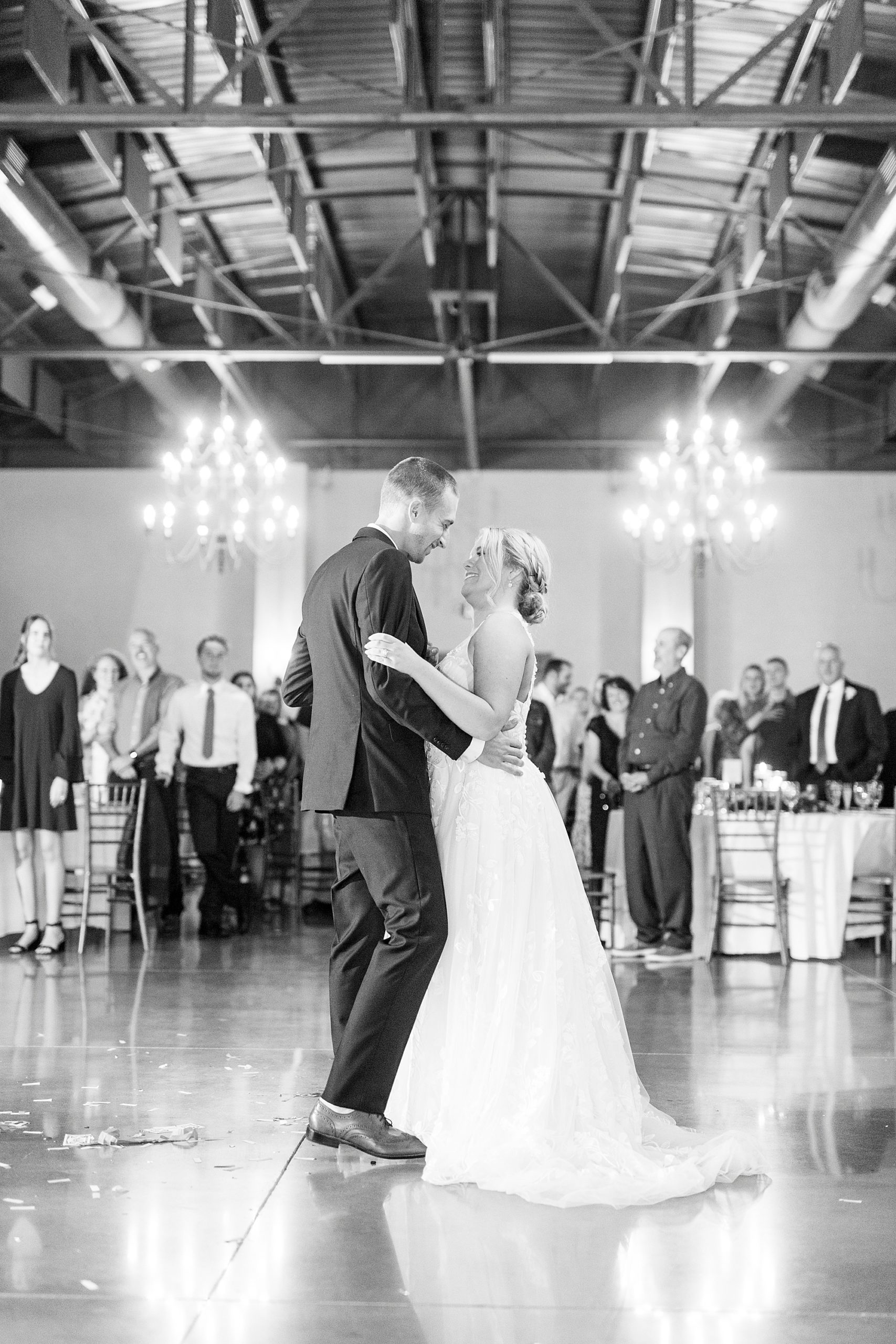 newlyweds dance together during Greensboro NC wedding reception