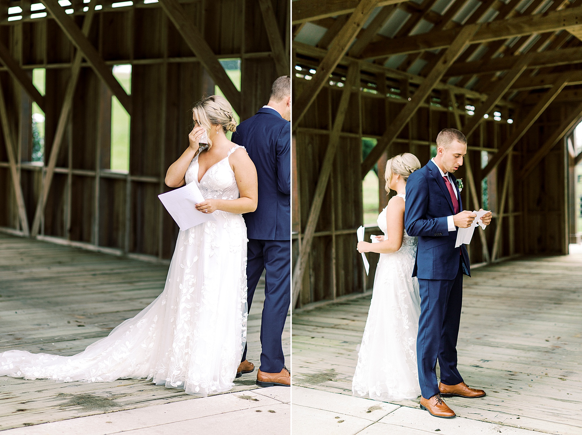 bride cries reading vows with groom
