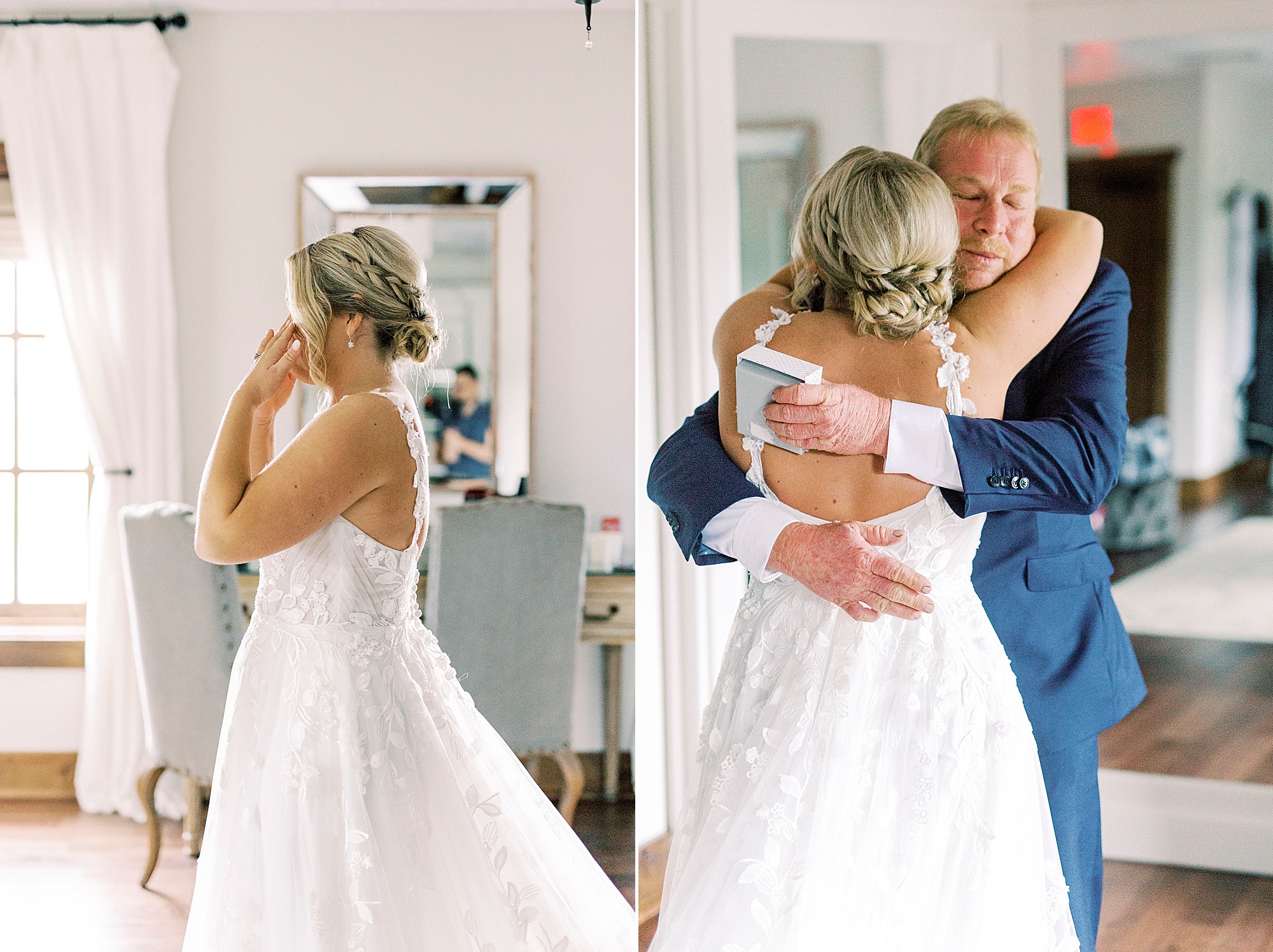bride gets emotional during first look with dad