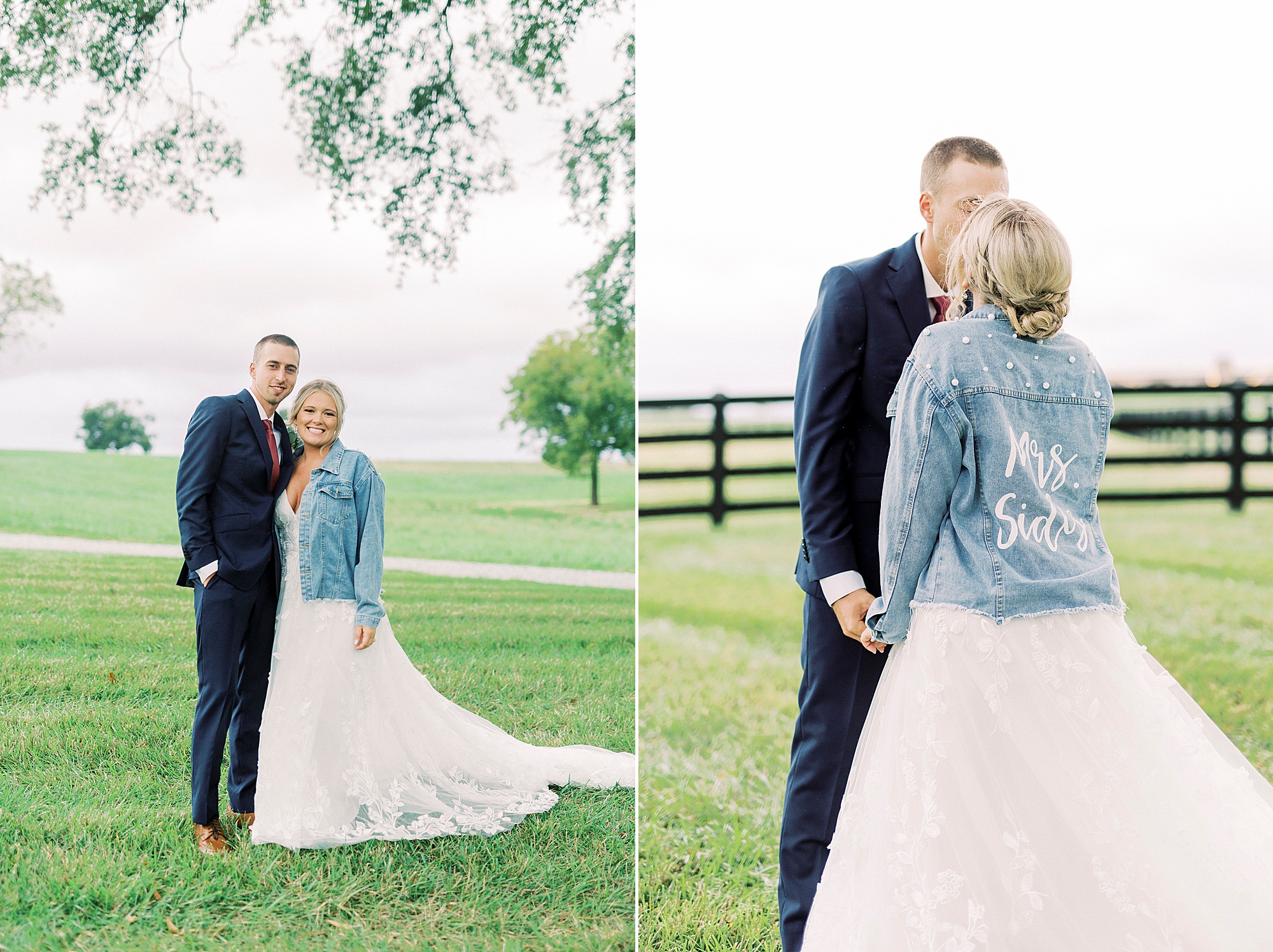 married couple poses in field during Addison Farm