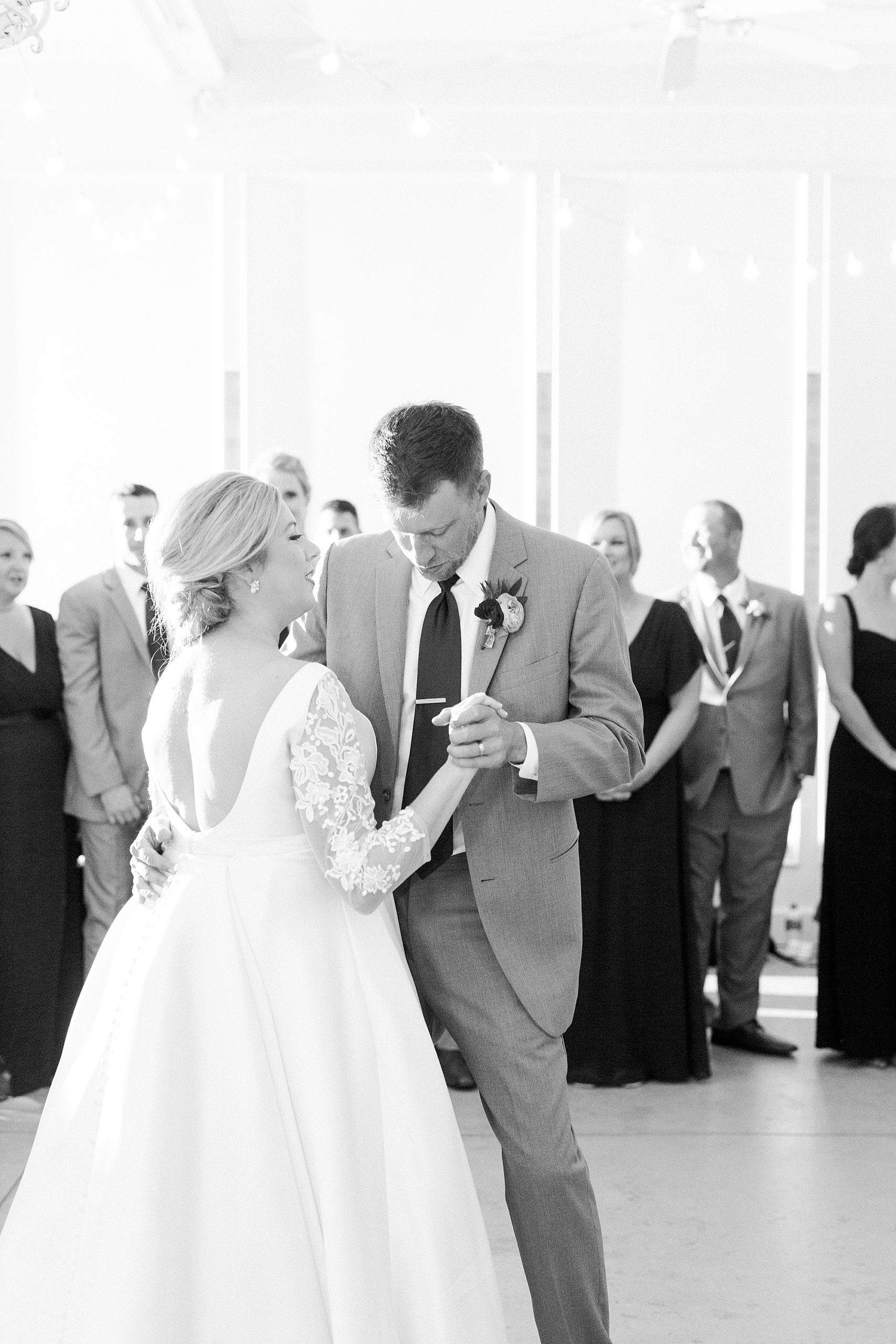 bride and groom dance during NC wedding reception