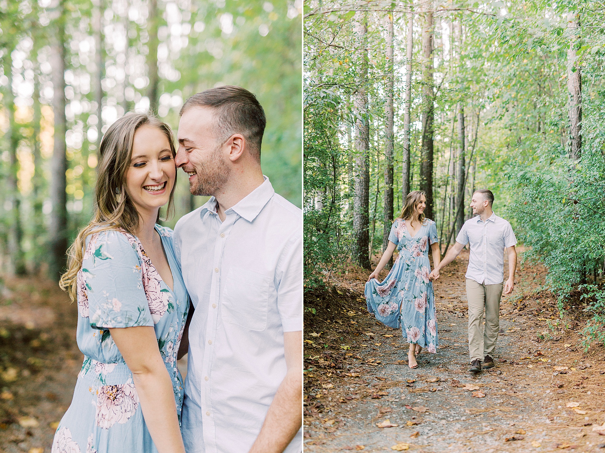 couple hugs during Whitewater Center engagement session in the fall