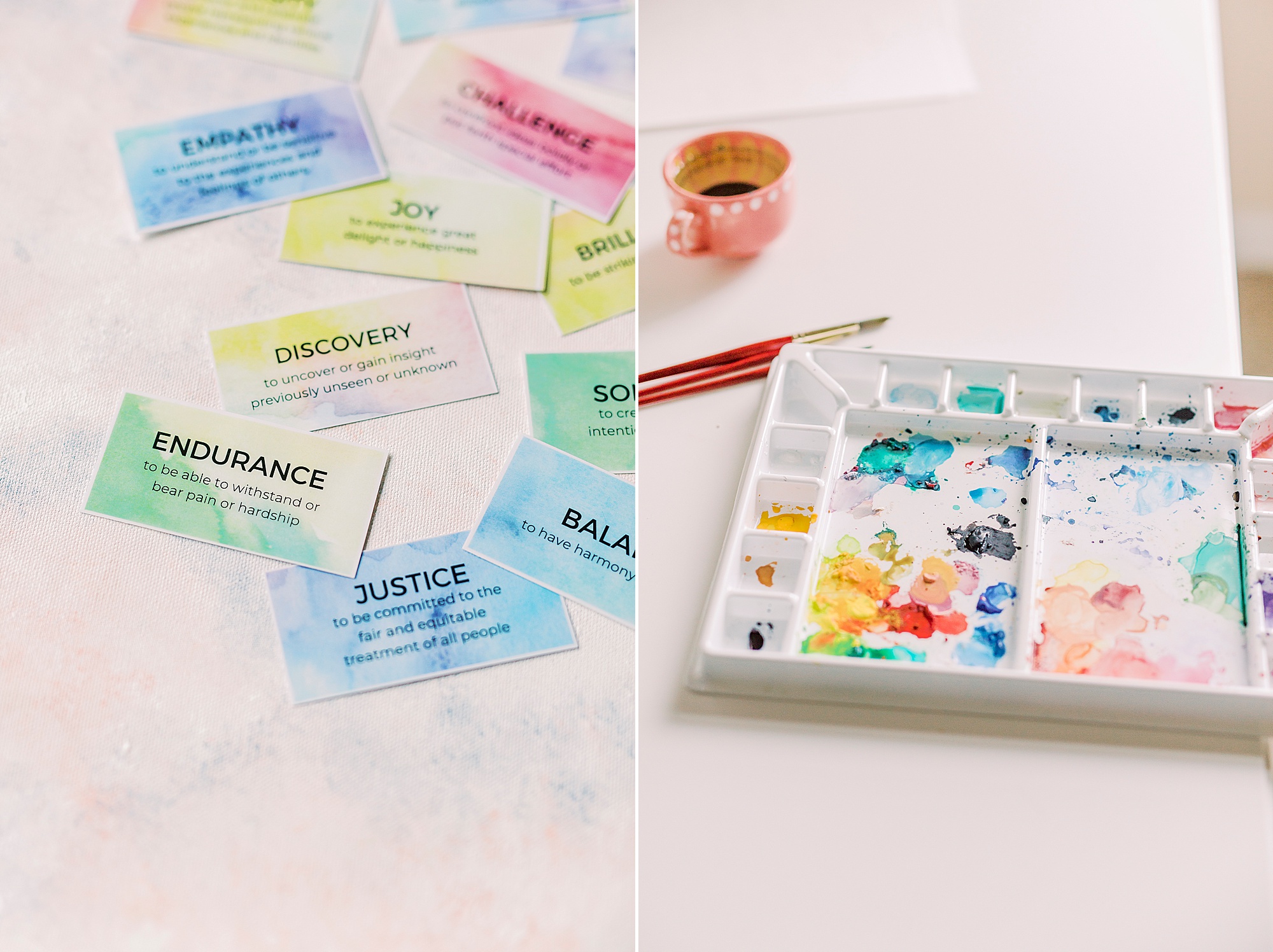watercolor affirmations created by Charlotte artist