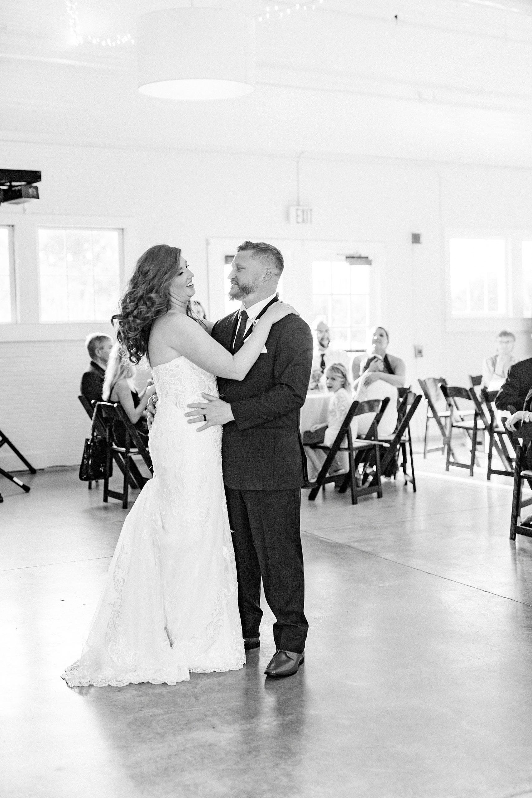 bride and groom have first dance at Fort Mill SC wedding reception
