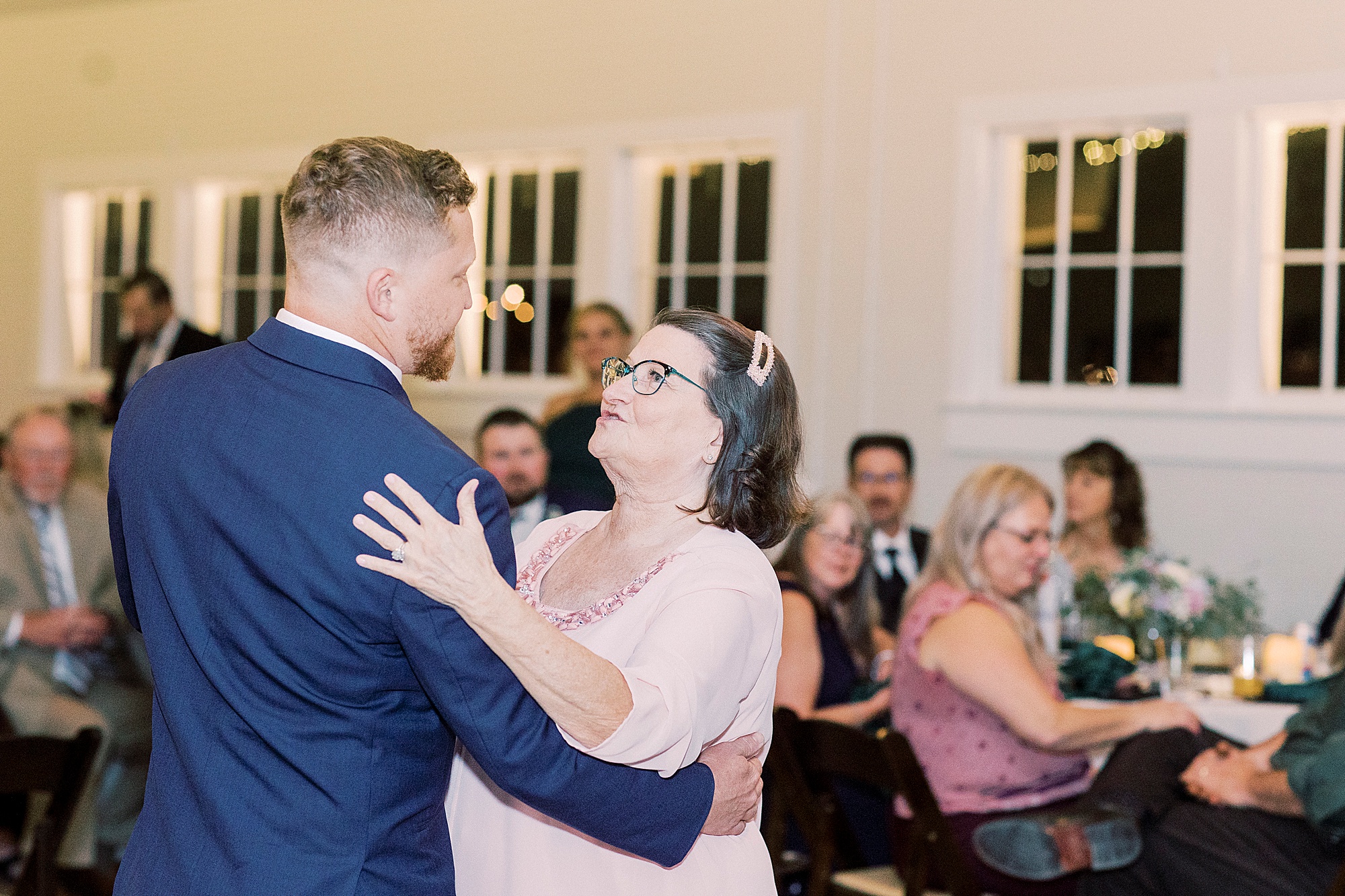 groom and mother dance during Fort Mill SC wedding reception
