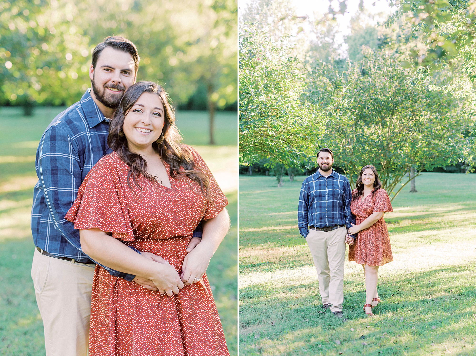 couple walks through Sloan Park during engagement portraits