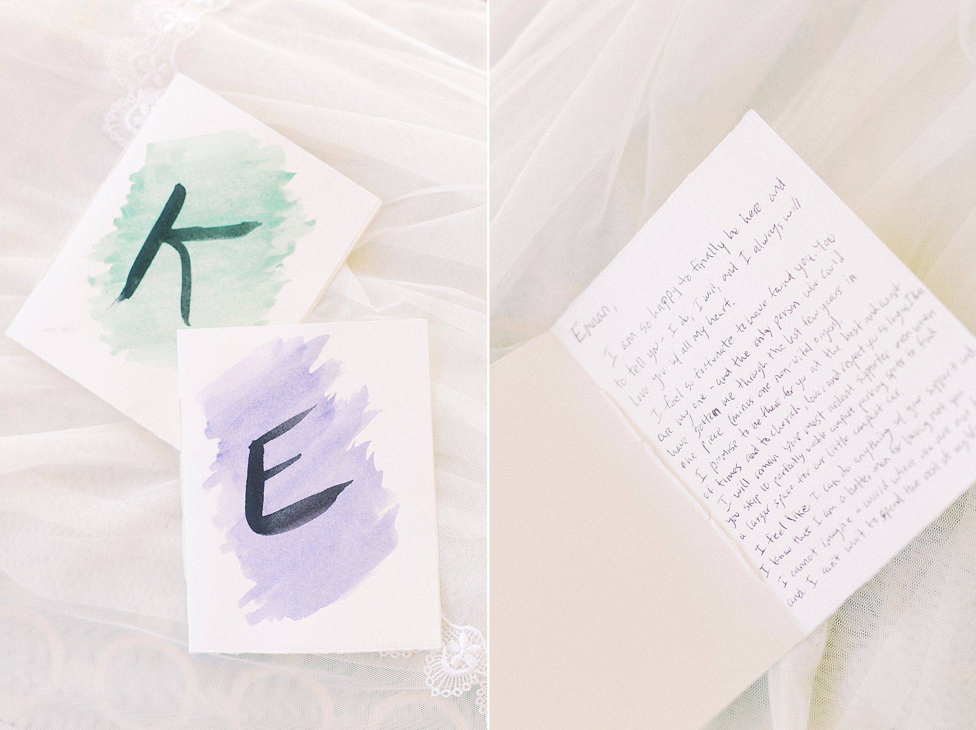 hand written letters for couple on wedding day