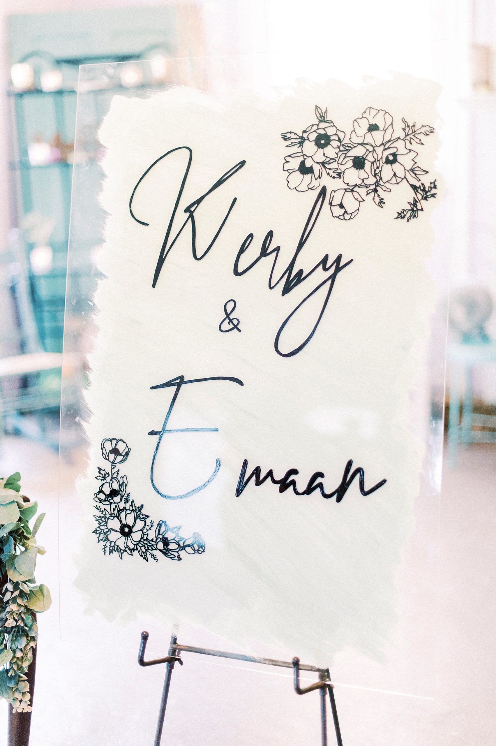welcome sign for NC wedding reception