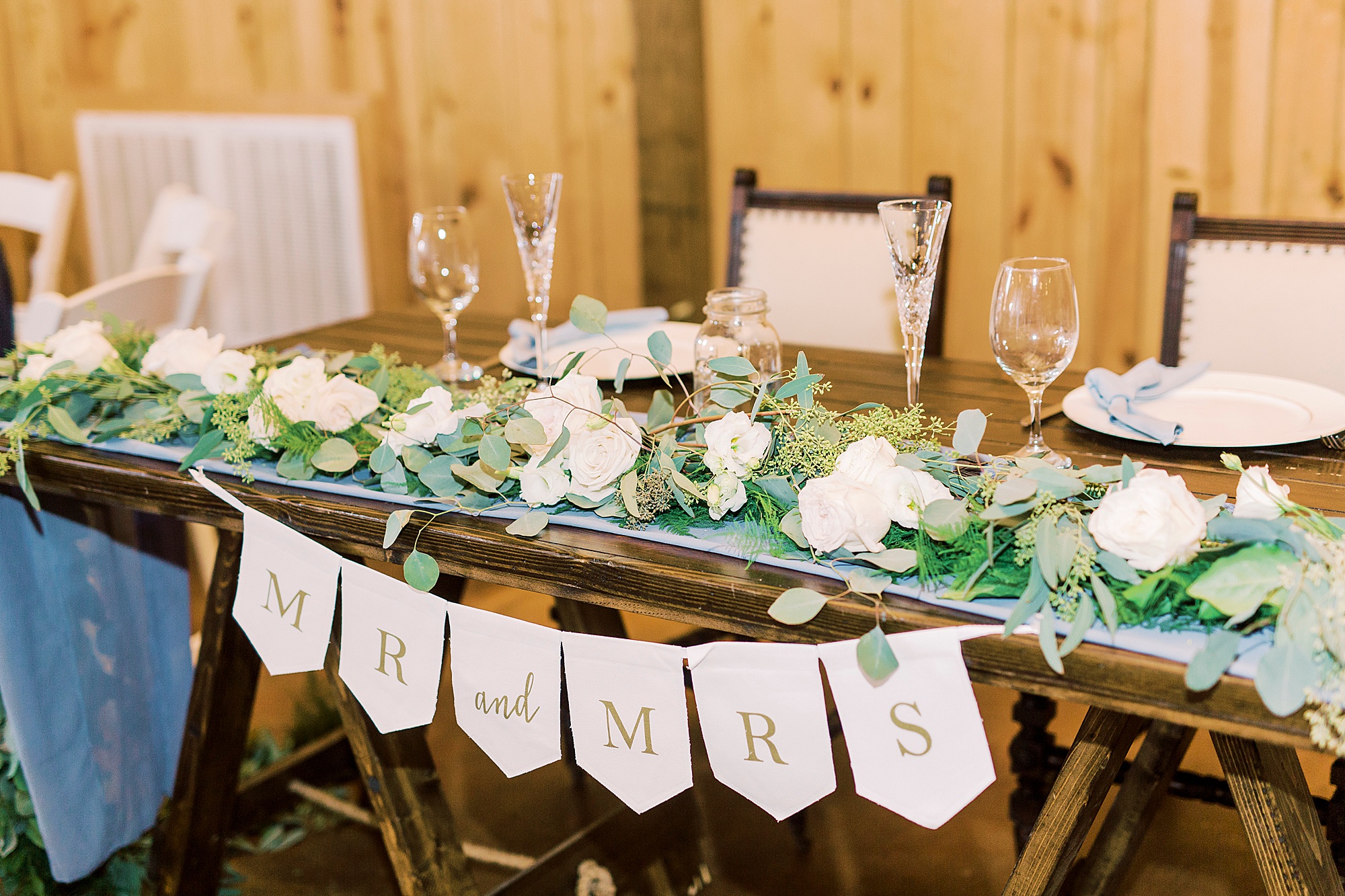 sweetheart table at the Farm at Brusharbor fall wedding