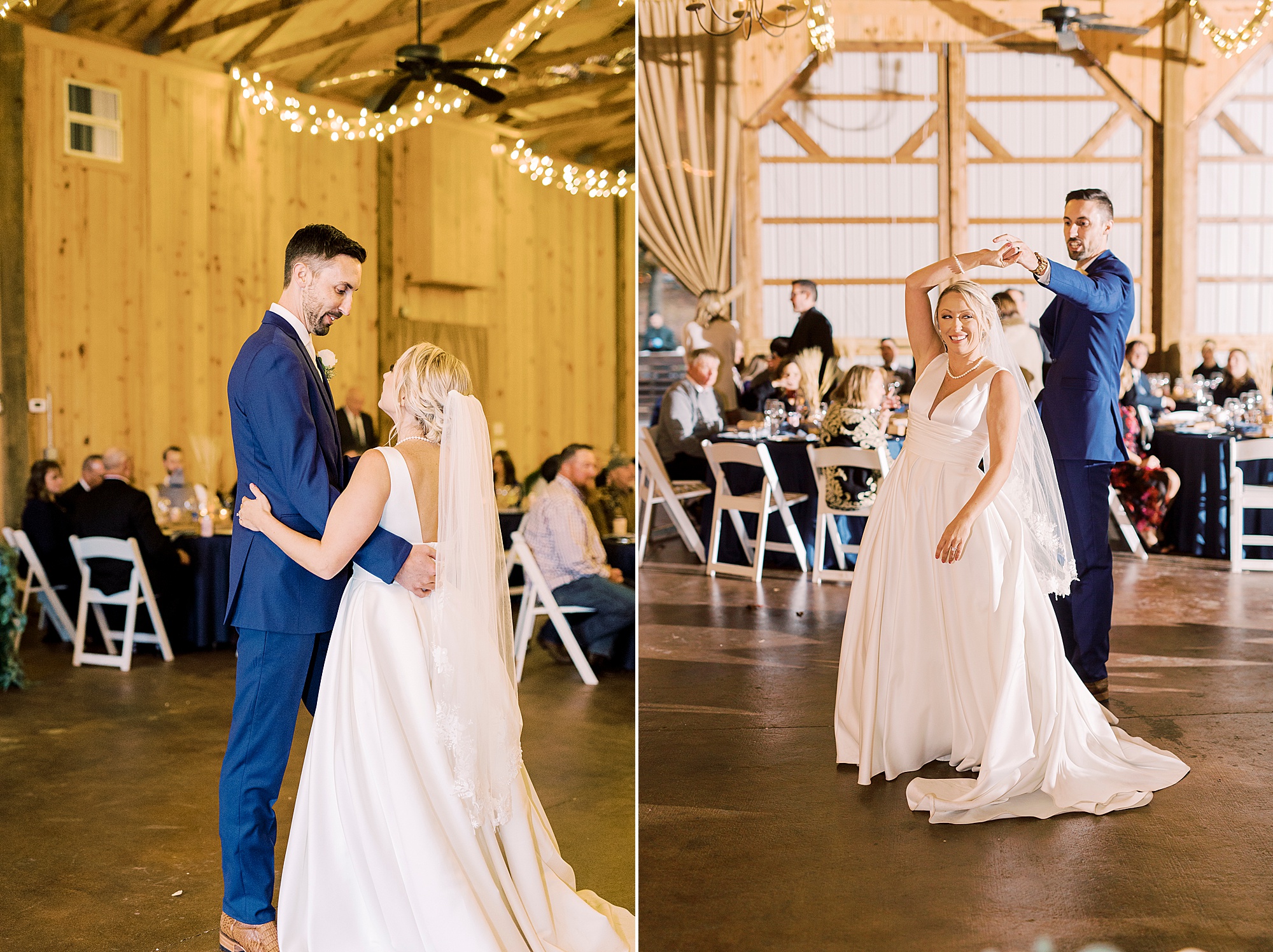 bride and groom have first dance at the Farm at Brusharbor