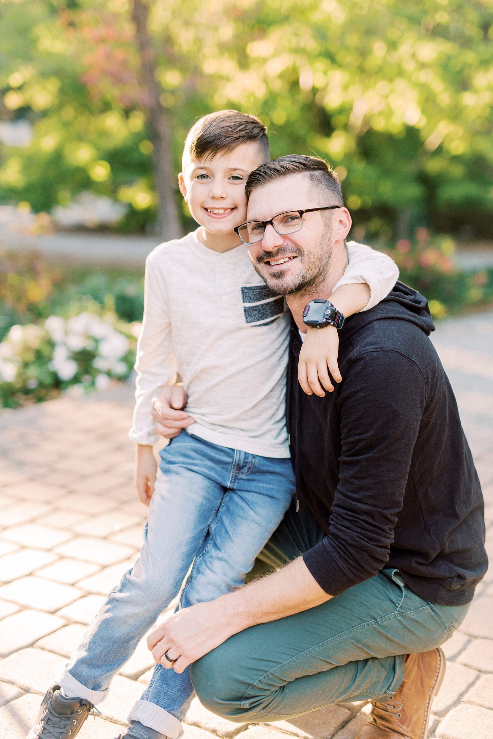 dad and son hug during family photos