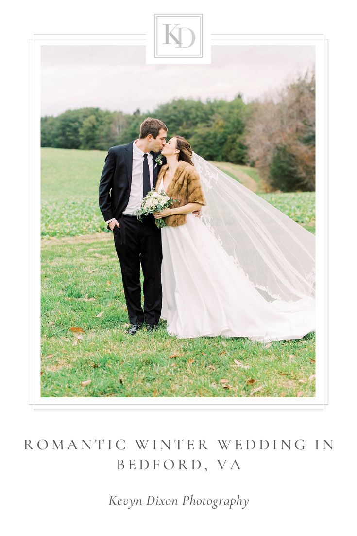 Romantic Winter Wedding in Bedford, VA with intimate ceremony photographed by wedding photographer Kevyn Dixon Photography