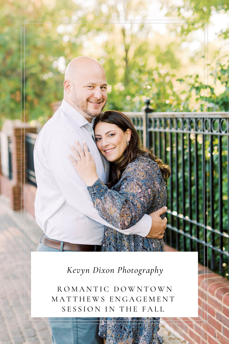 Cozy Downtown Matthews Engagement Session for NC couple with Charlotte wedding photographer Kevyn Dixon Photography